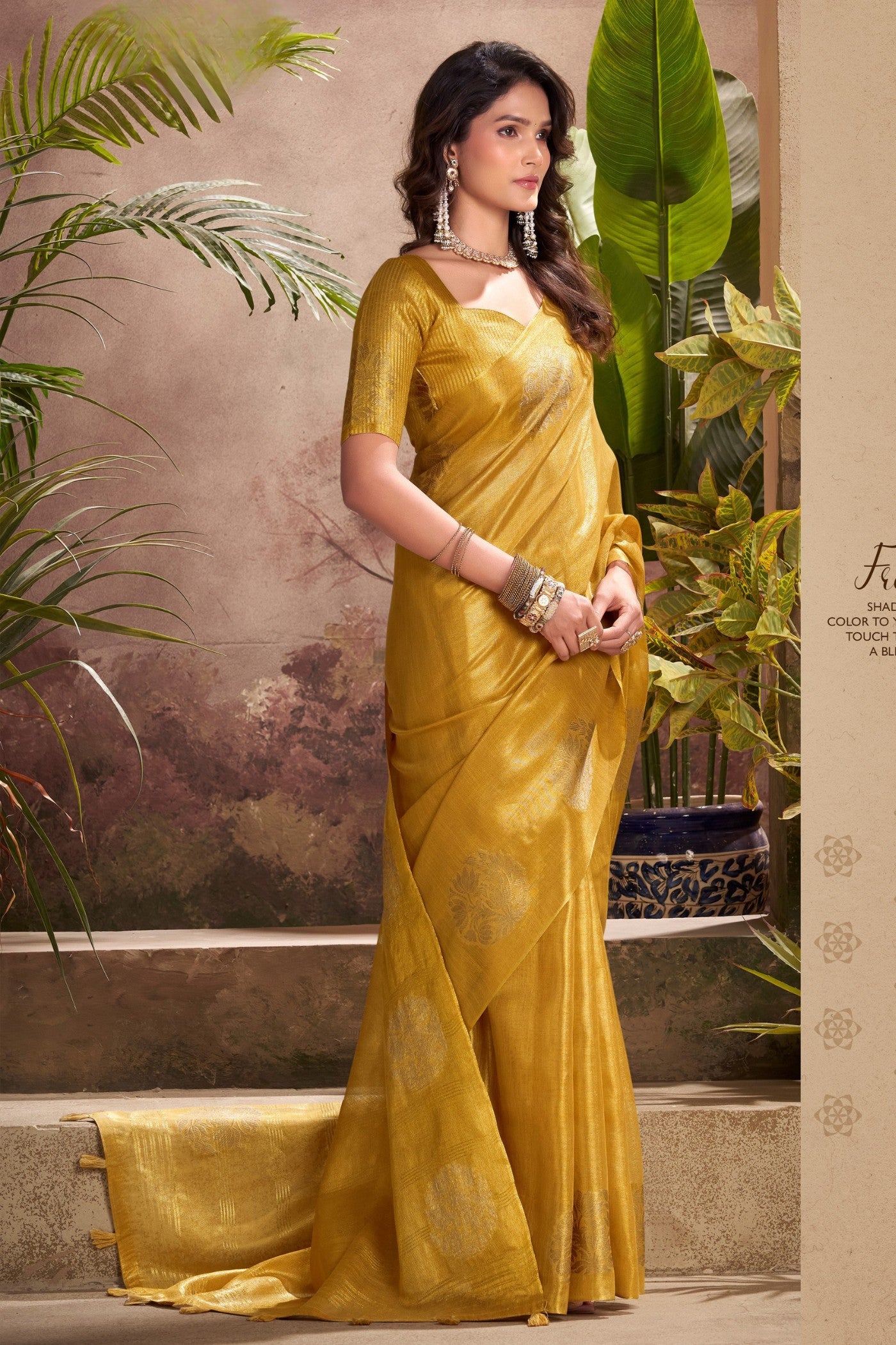 Buy MySilkLove Old Gold Woven Tissue Saree Online