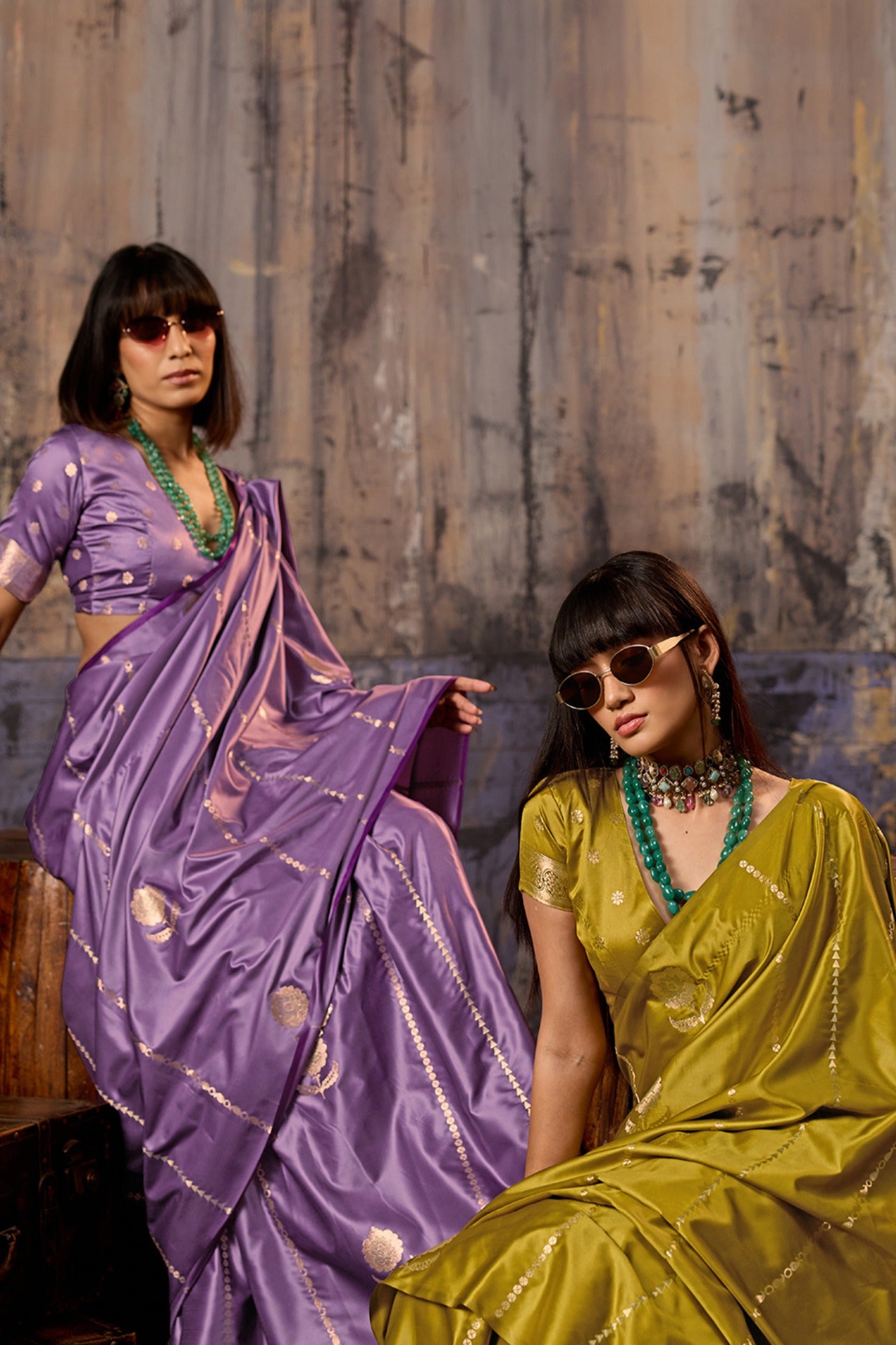 Buy MySilkLove Wisdom Purple Handloom Satin Silk Saree Online