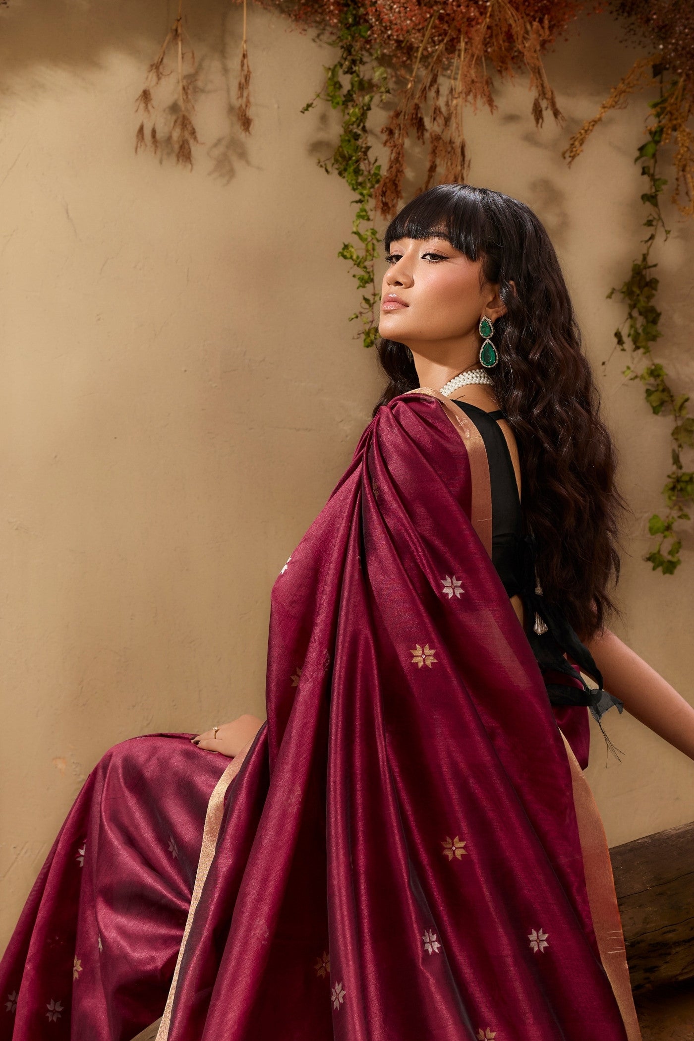 Buy MySilkLove Mahogany Red Tussar Handloom Silk Saree Online