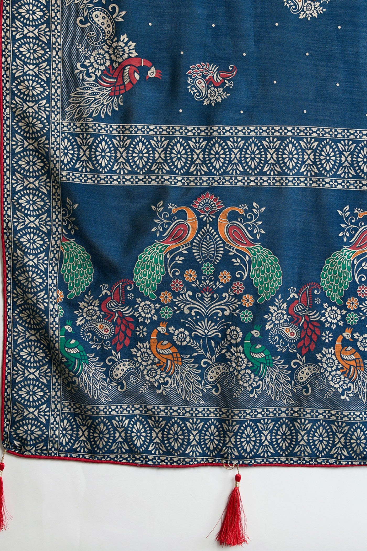 Buy MySilkLove Savoy Blue Printed Chinon Saree Online