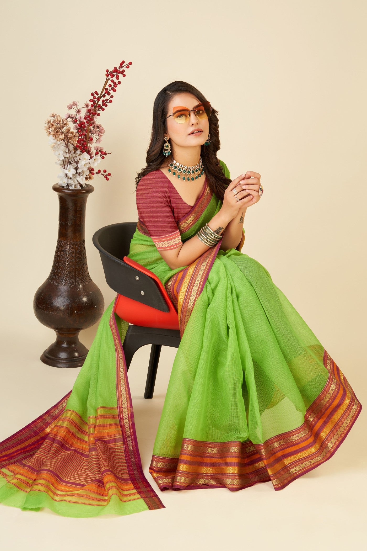 Buy MySilkLove Green Lizard Woven Manipuri Silk Saree Online