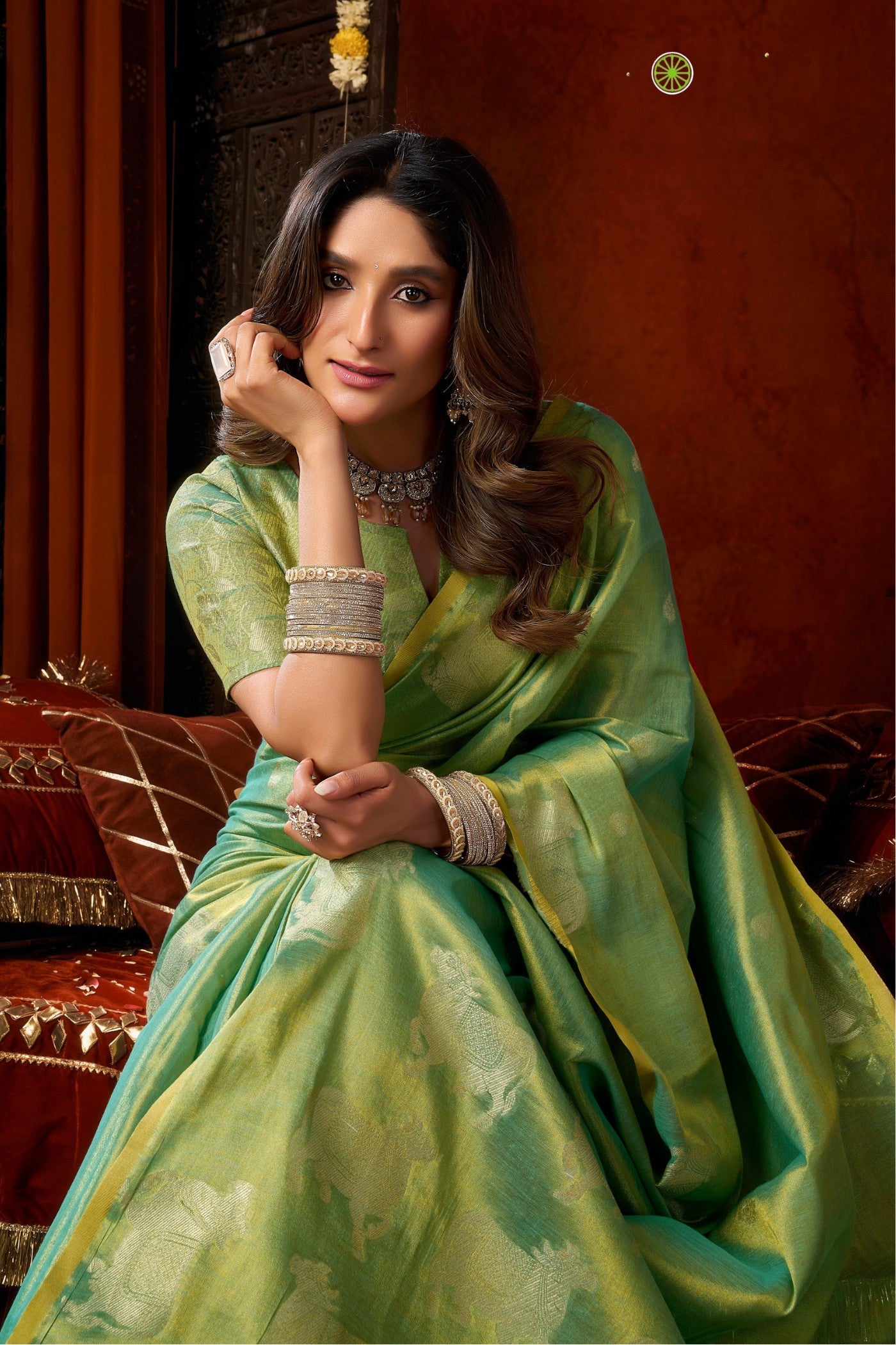 Buy MySilkLove Spring Green Handloom Tissue Saree Online
