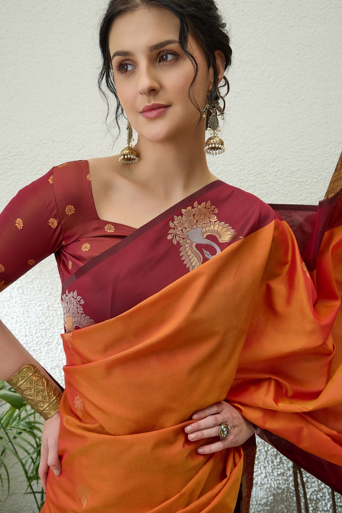 MySilkLove Melon Orange Banarasi Handloom Soft Silk Saree