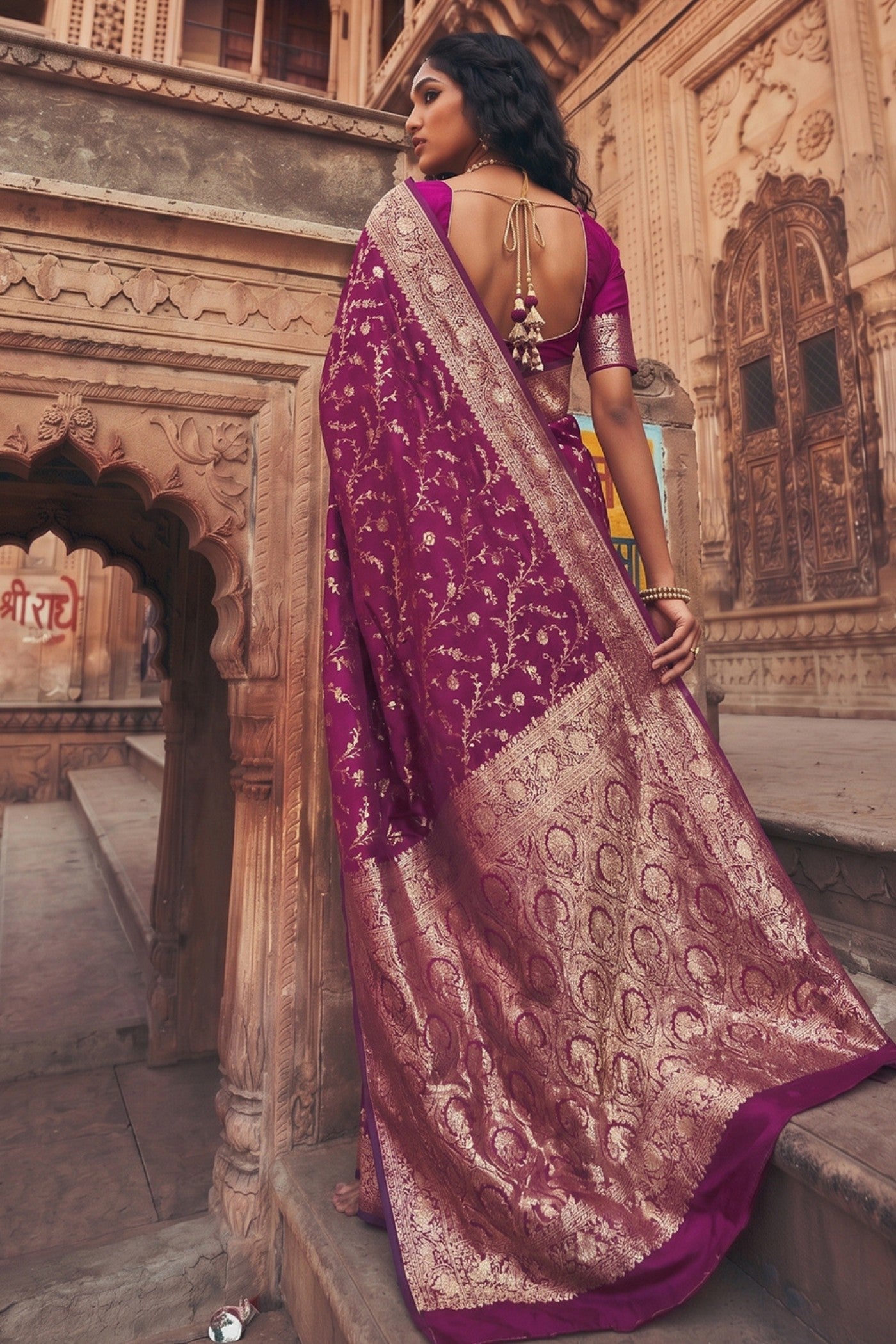 Buy MySilkLove Byzantium Purple Woven Banarasi Saree Online