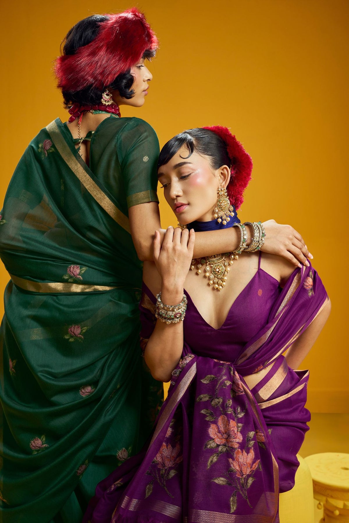 Buy MySilkLove Crocus Purple Handloom Muga Cotton Saree Online