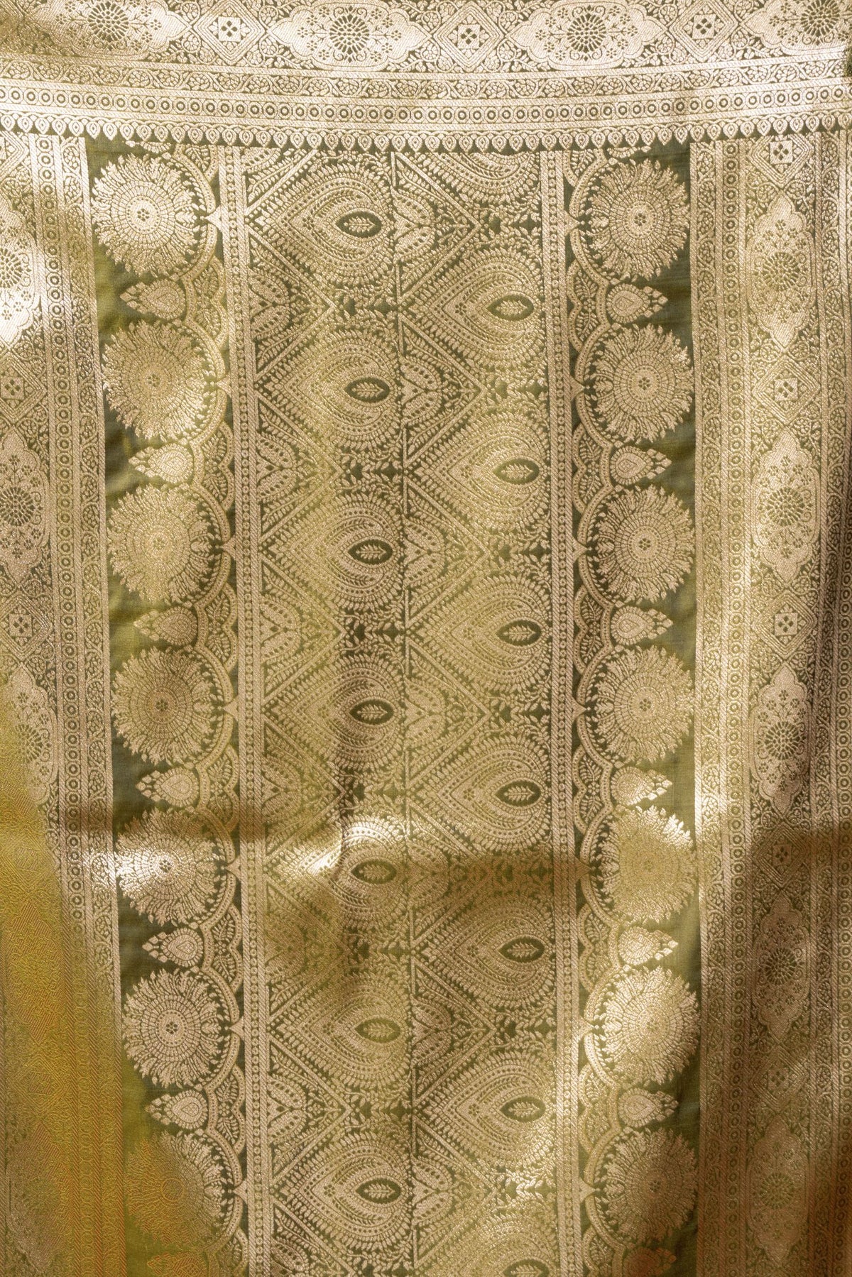 Buy MySilkLove Avocado Green Woven Banarasi Jacquard Soft Silk Saree Online