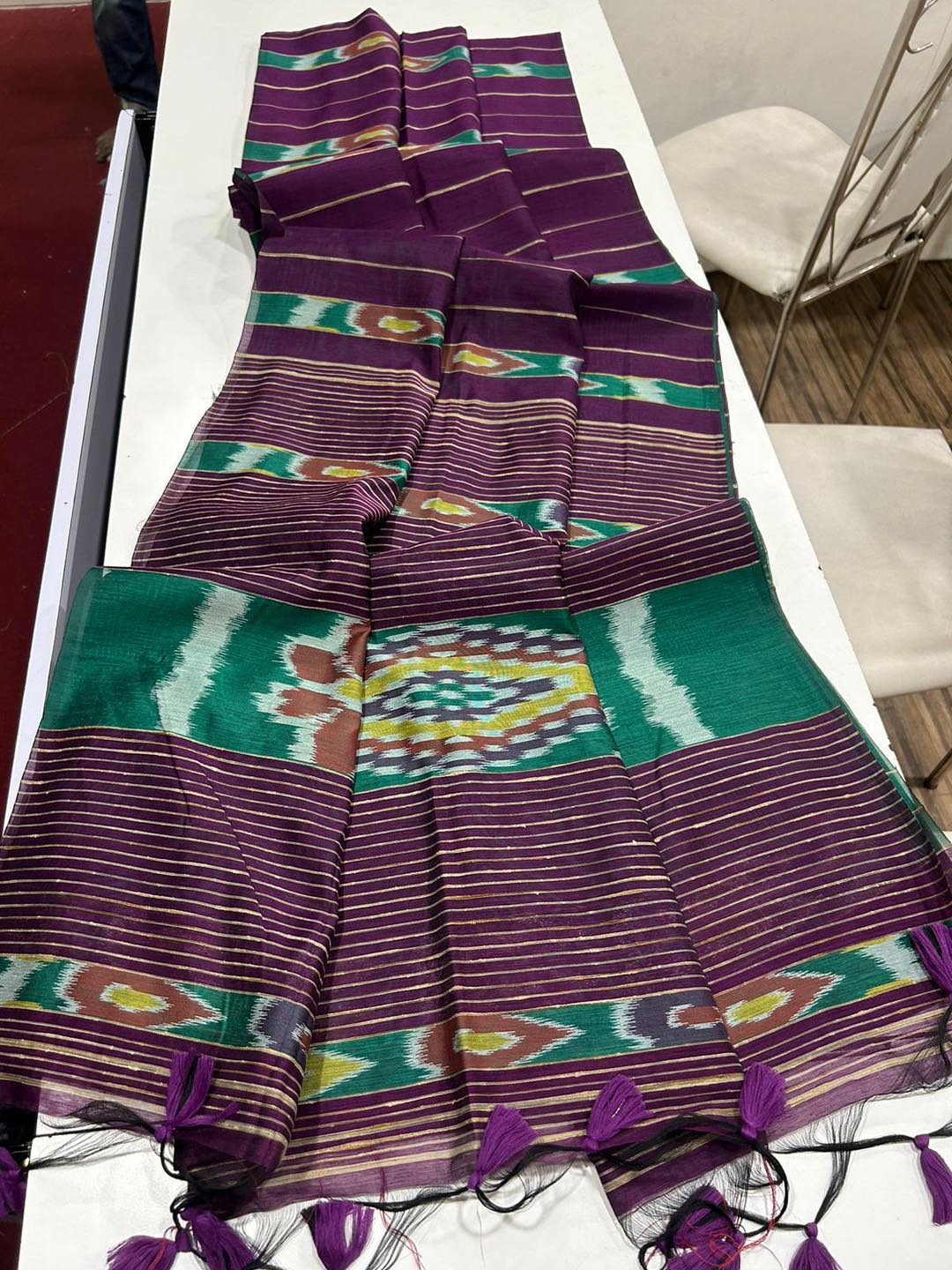 Buy MySilkLove Berry Purple Soft Ikkat Cotton Woven Saree Online