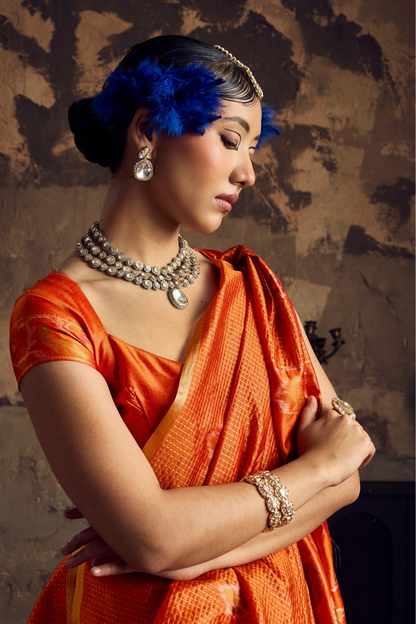 Buy MySilkLove Carrot Orange Tussar Paithani Fusion Handloom Saree Online