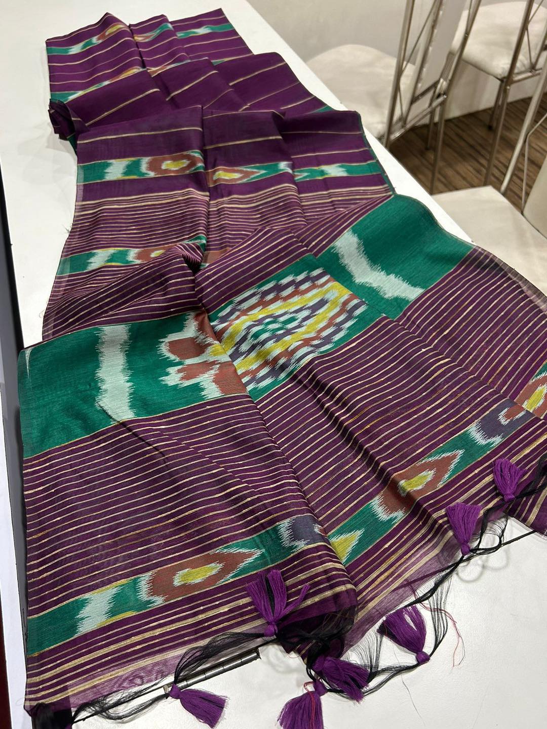 Buy MySilkLove Berry Purple Soft Ikkat Cotton Woven Saree Online