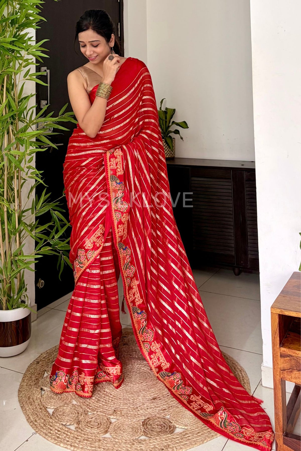 Buy MySilkLove Karwa Chauth Special- Red Georgette Saree Online