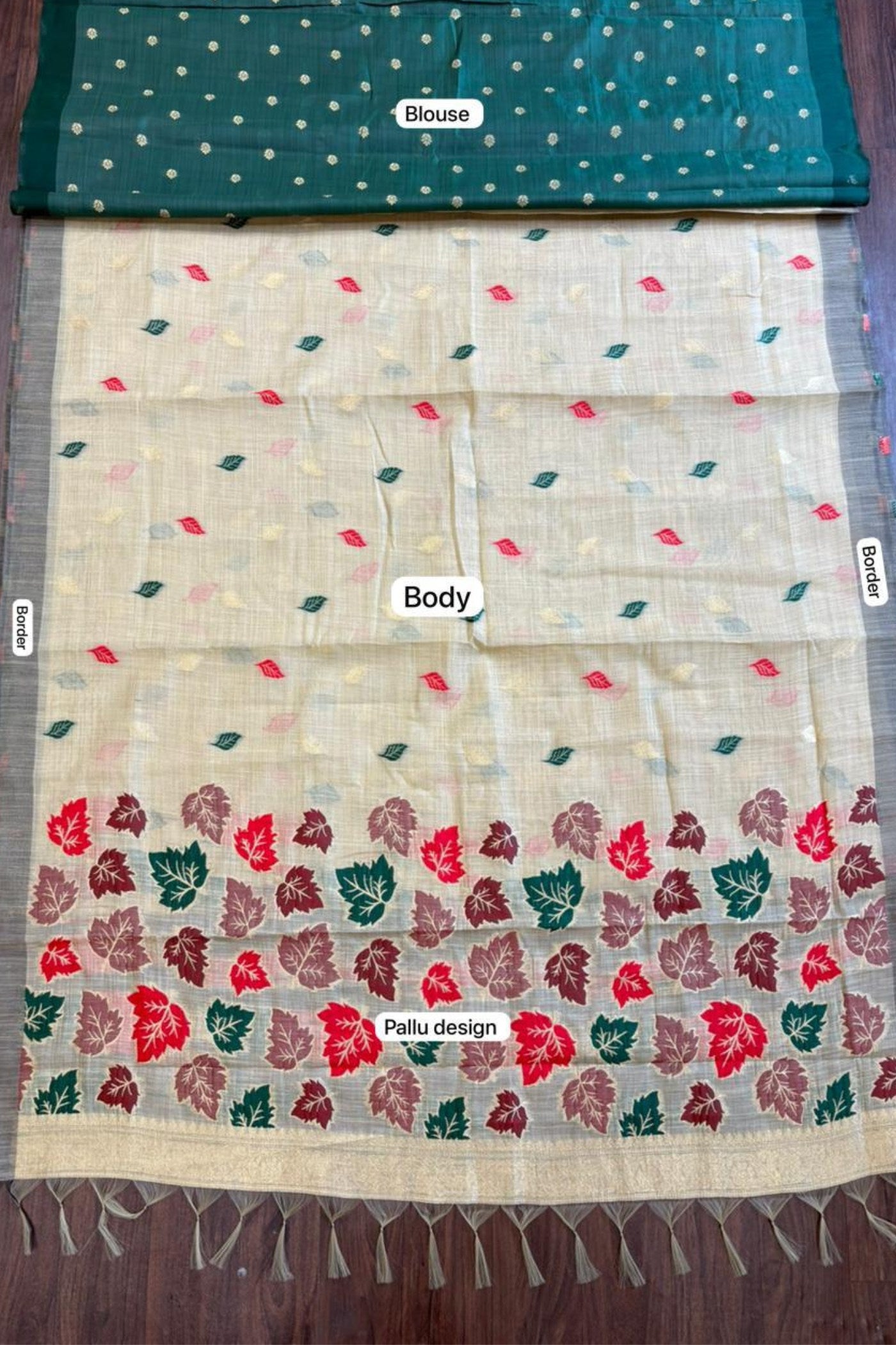 Buy MySilkLove Champagne Cream Woven Linen Saree Online
