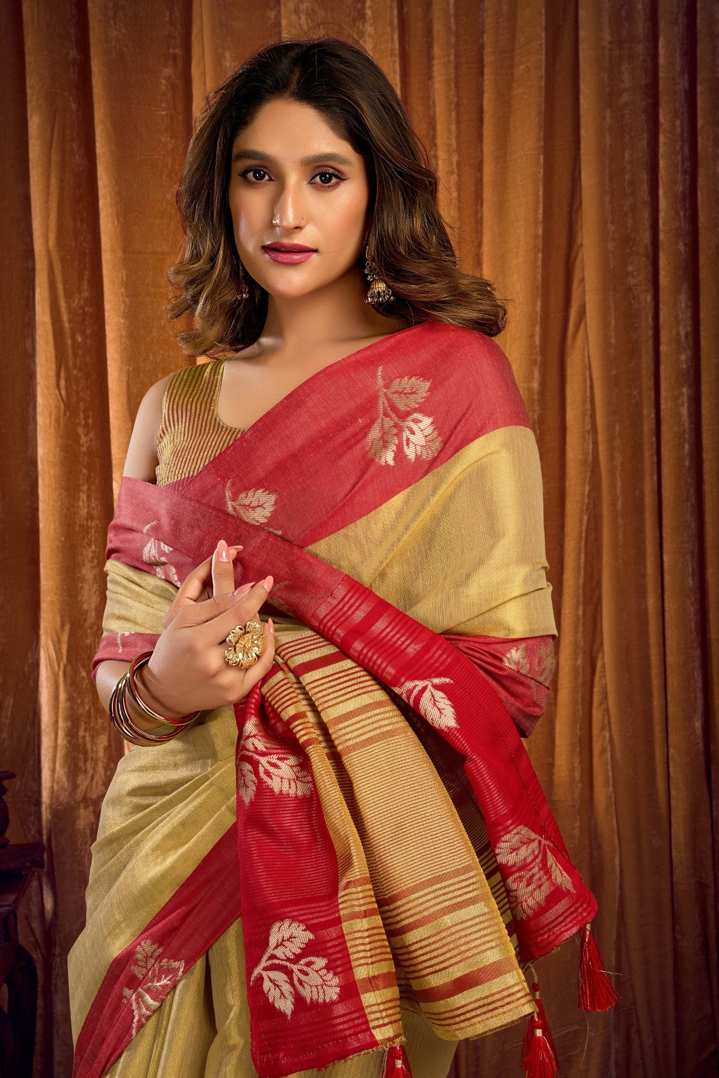 Buy MySilkLove Light Yellow Woven Tissue Saree Online