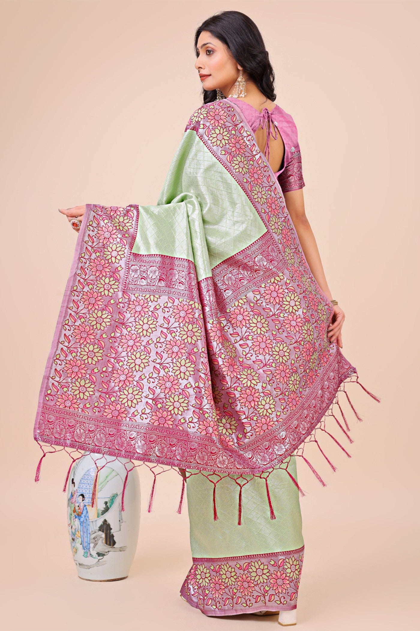 Buy MySilkLove Castelton Green Woven Banarasi Saree Online