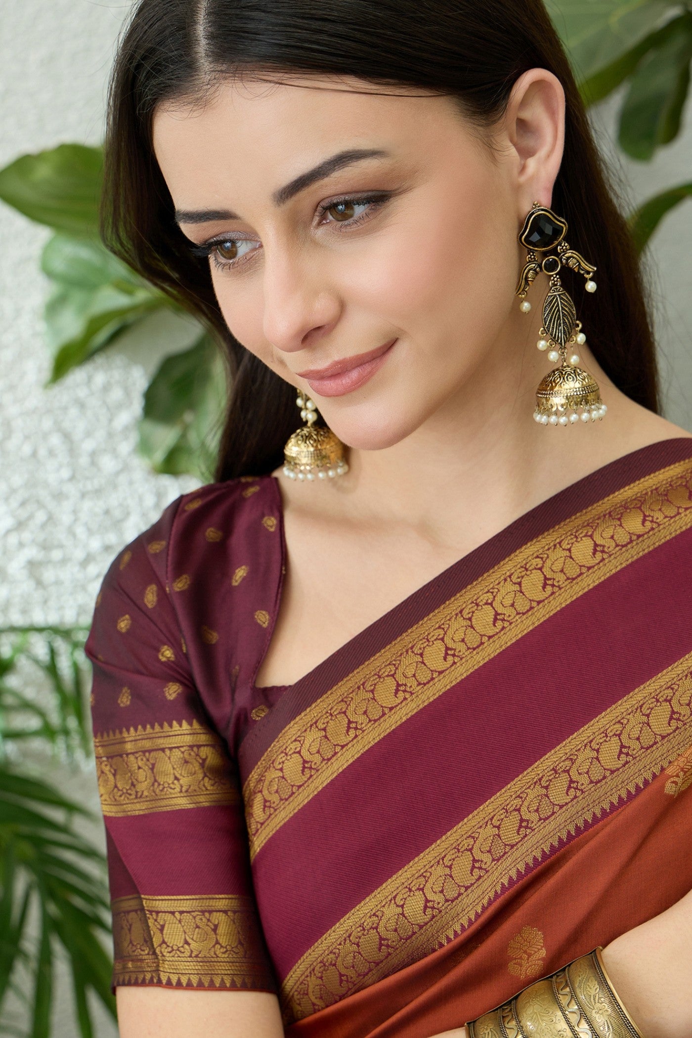 Buy MySilkLove Bistre Brown Banarasi Woven Soft Silk Saree Online