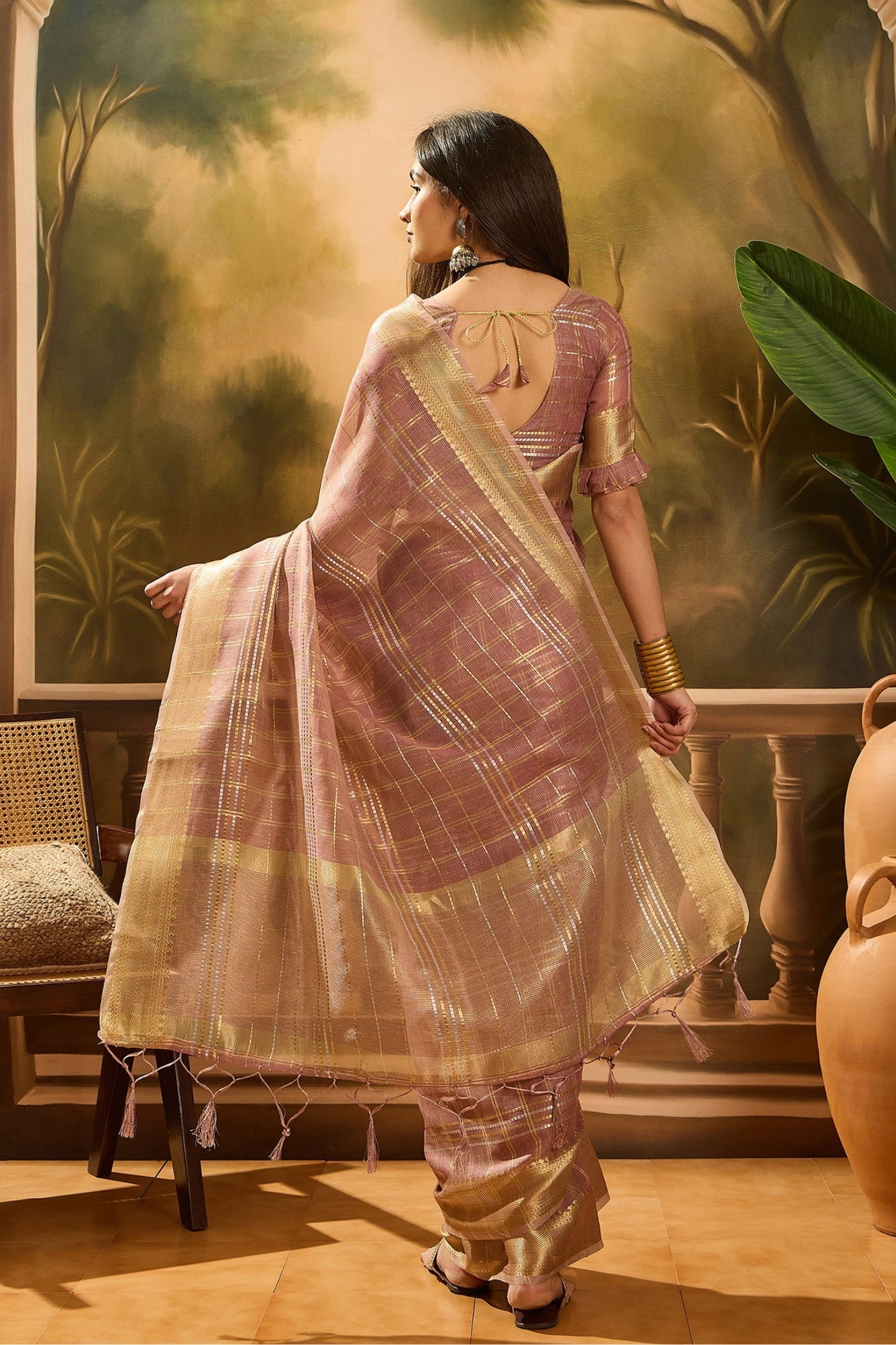 Buy MySilkLove Coco Brown Woven Organza Saree Online