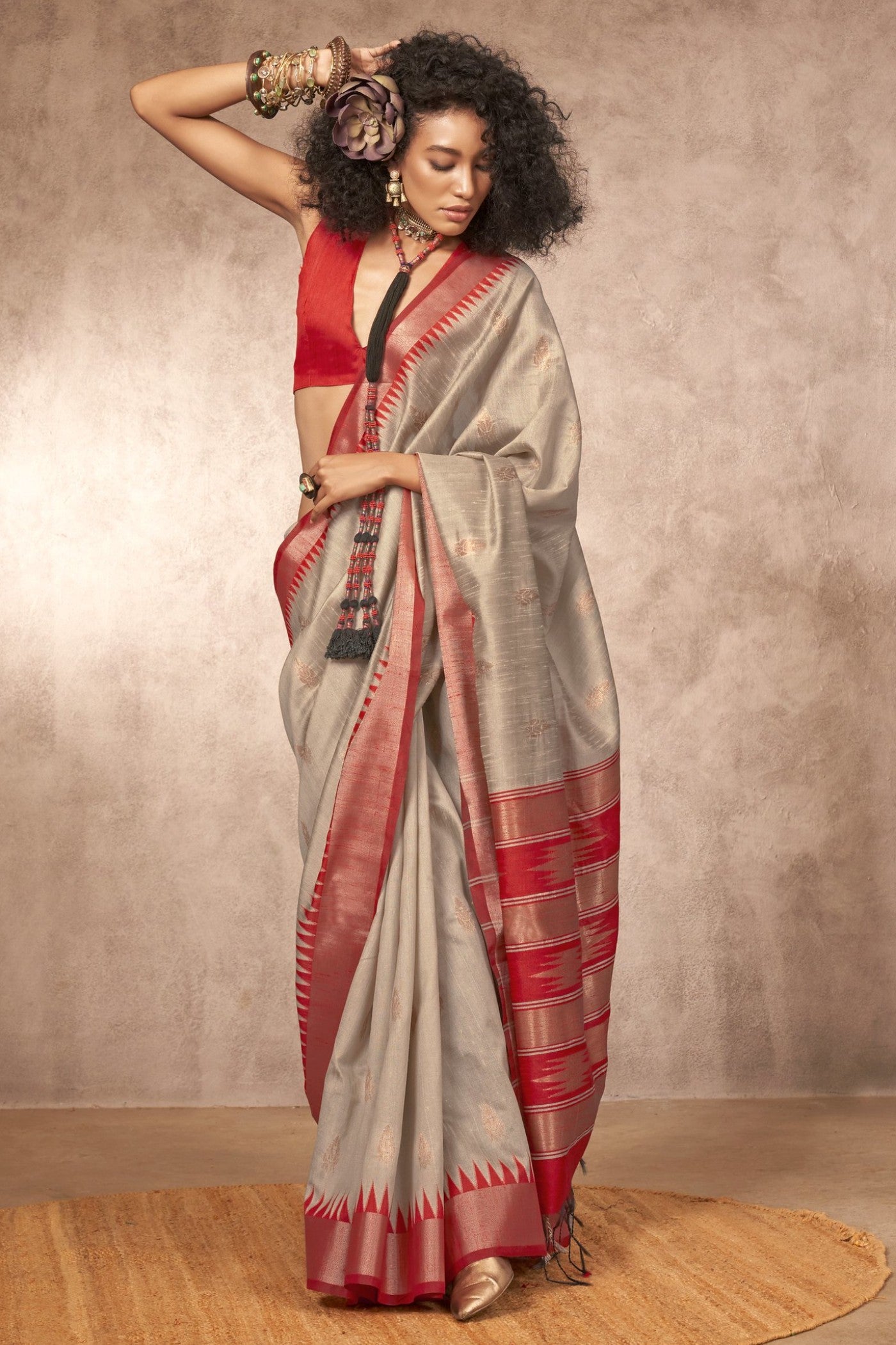 Buy MySilkLove Santolina Grey Bhagalpuri Handloom Saree Online