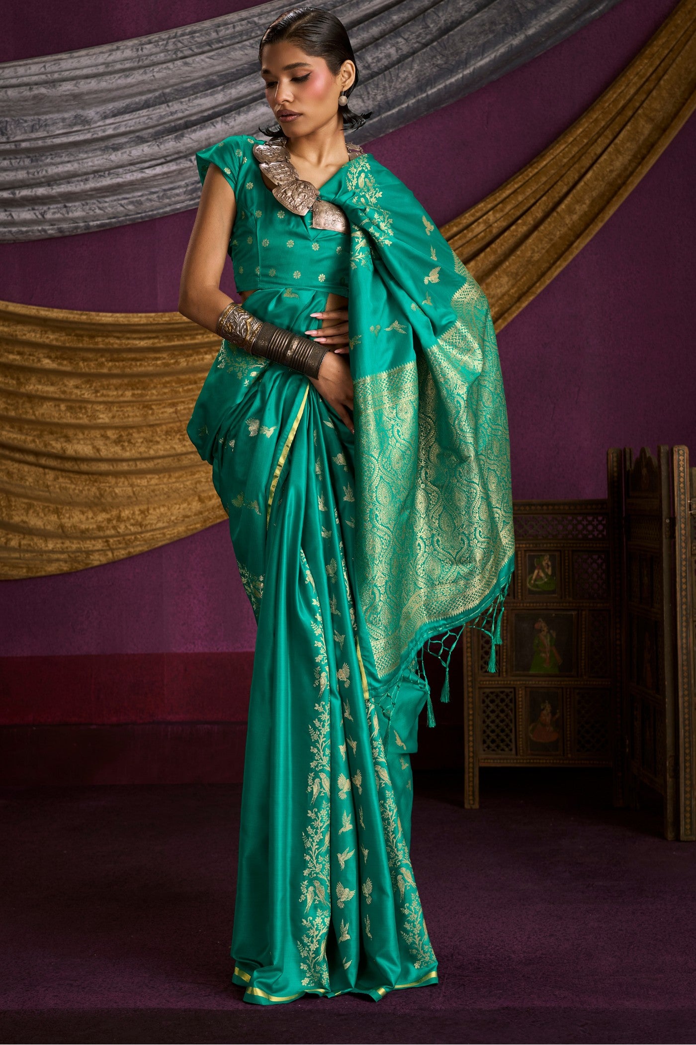 Buy MySilkLove Evergreen Handloom Satin Silk Saree Online