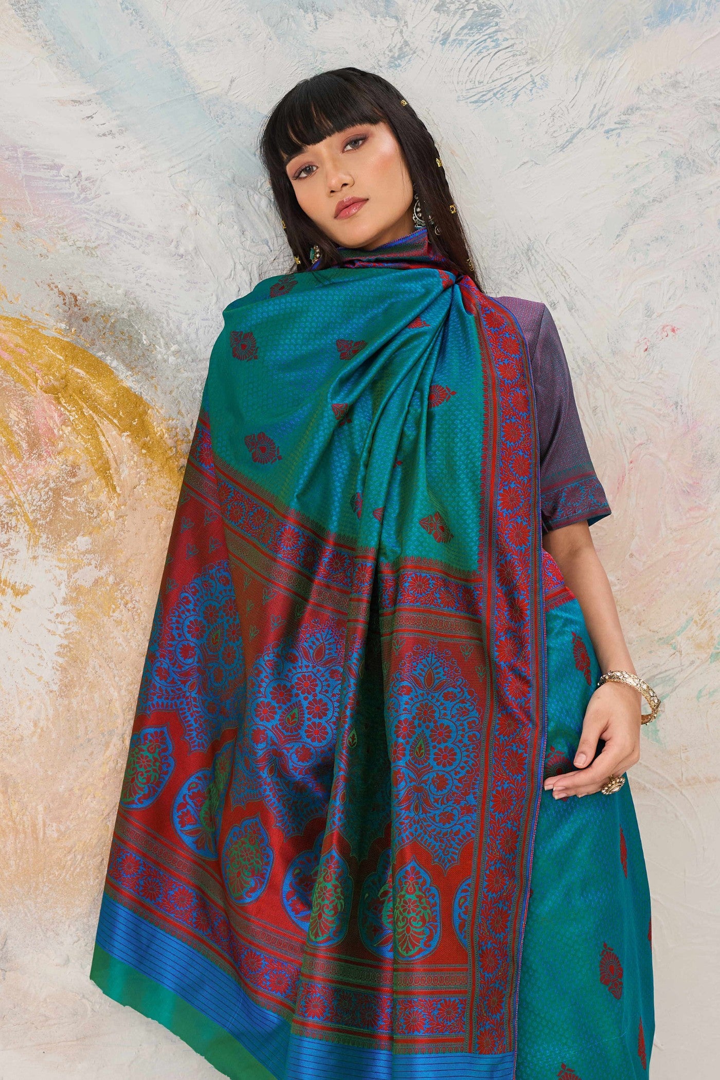 Buy MySilkLove Berkeley Blue Woven Tanchoi Kanjivaram Saree Online