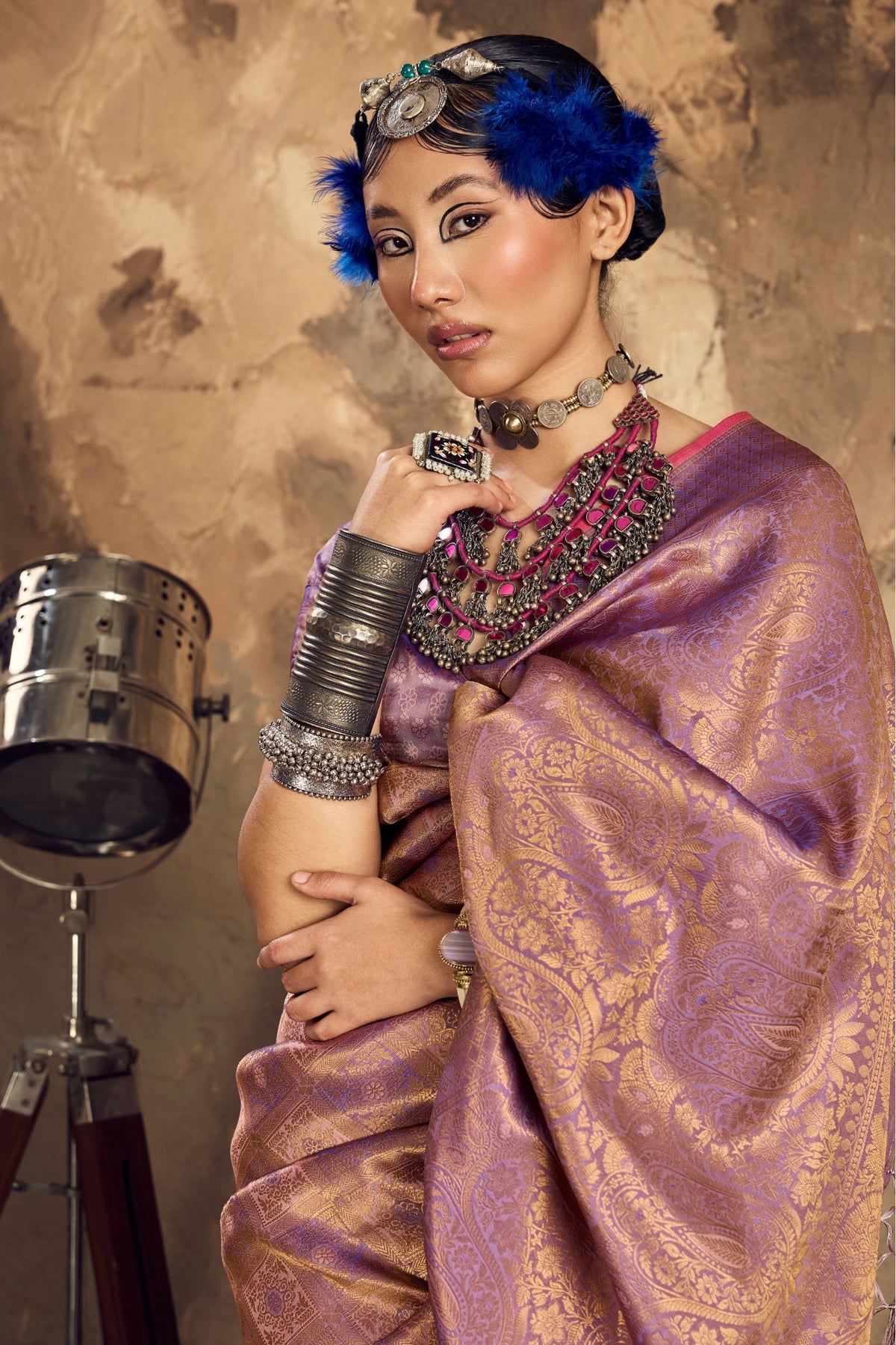 Buy MySilkLove Petunia Purple Kanjivaram Handloom Saree Online