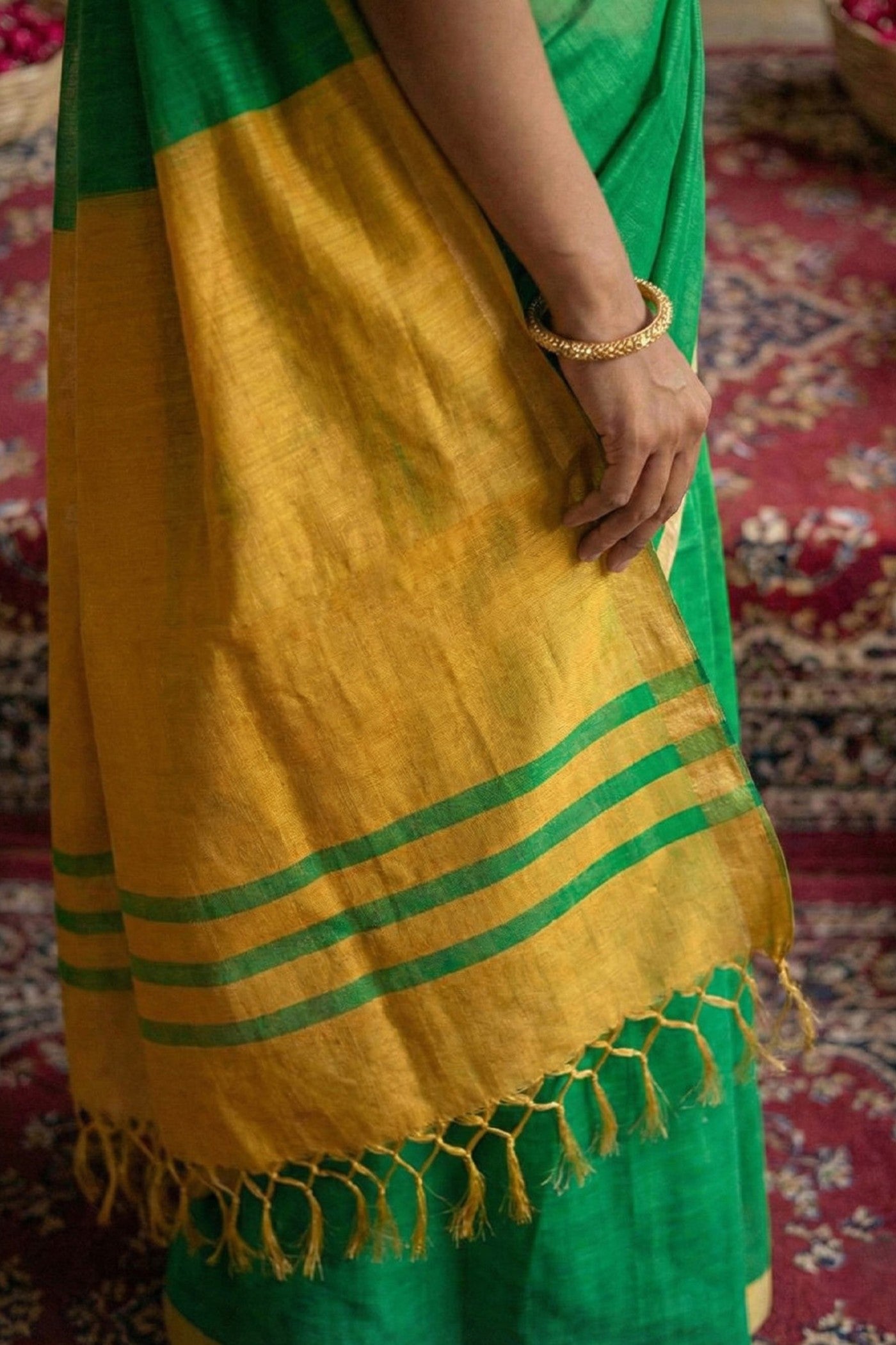 Buy MySilkLove Basil Green Cotton Silk Saree Online
