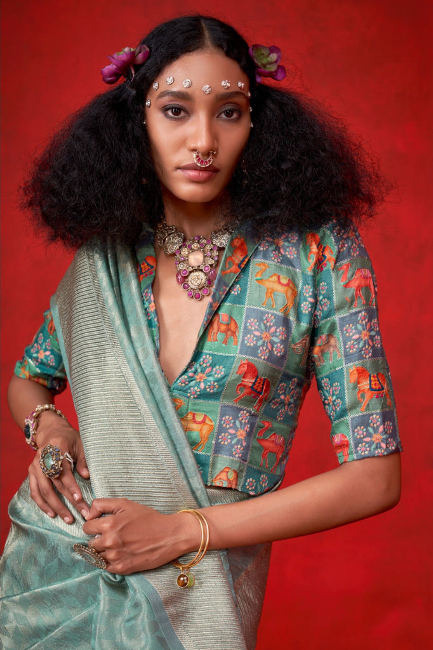 Buy MySilkLove Mint Green Woven Tissue Silk Saree Online