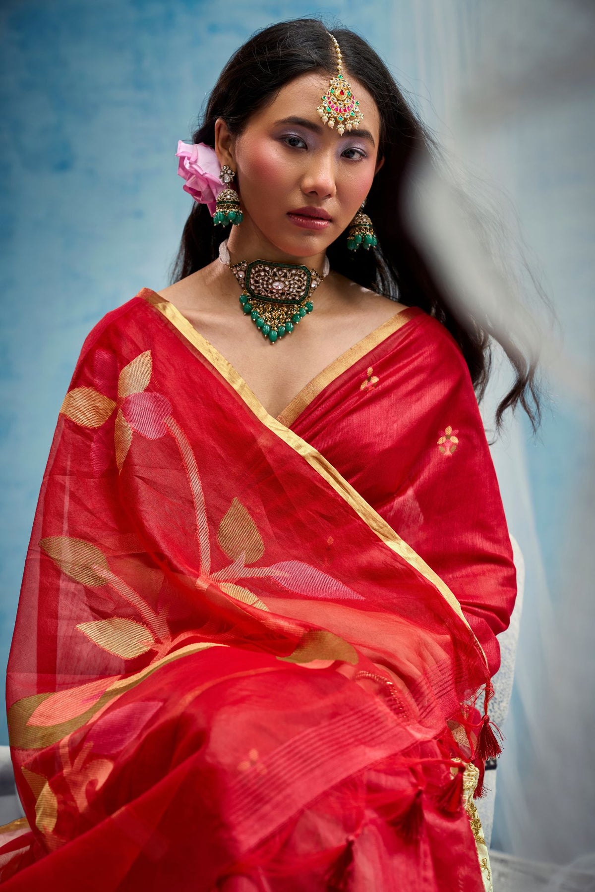 Buy MySilkLove Garnet Red Munga Handloom Silk Cotton Saree Online