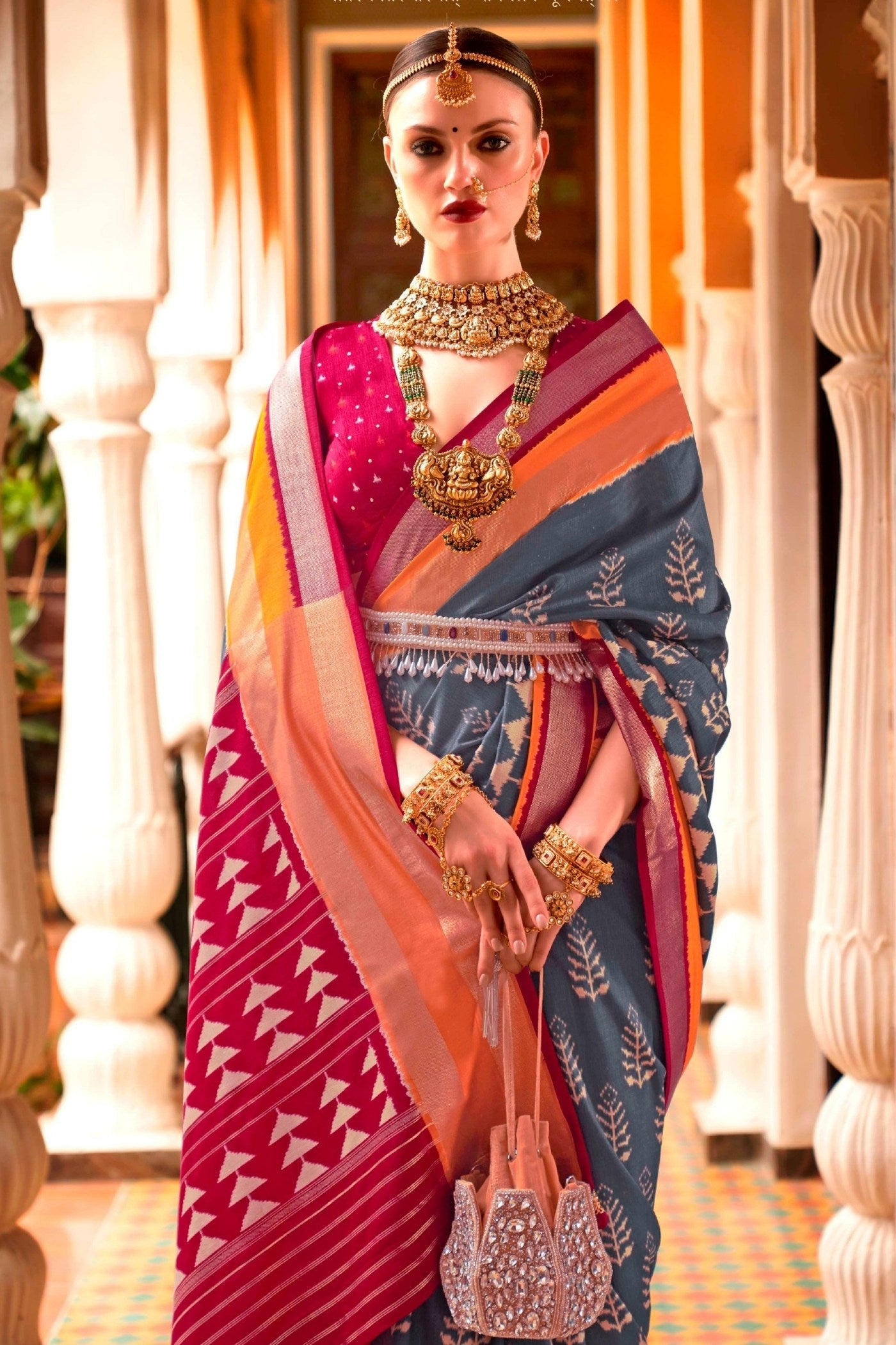 MySilkLove Lunar Grey Printed Patola Saree