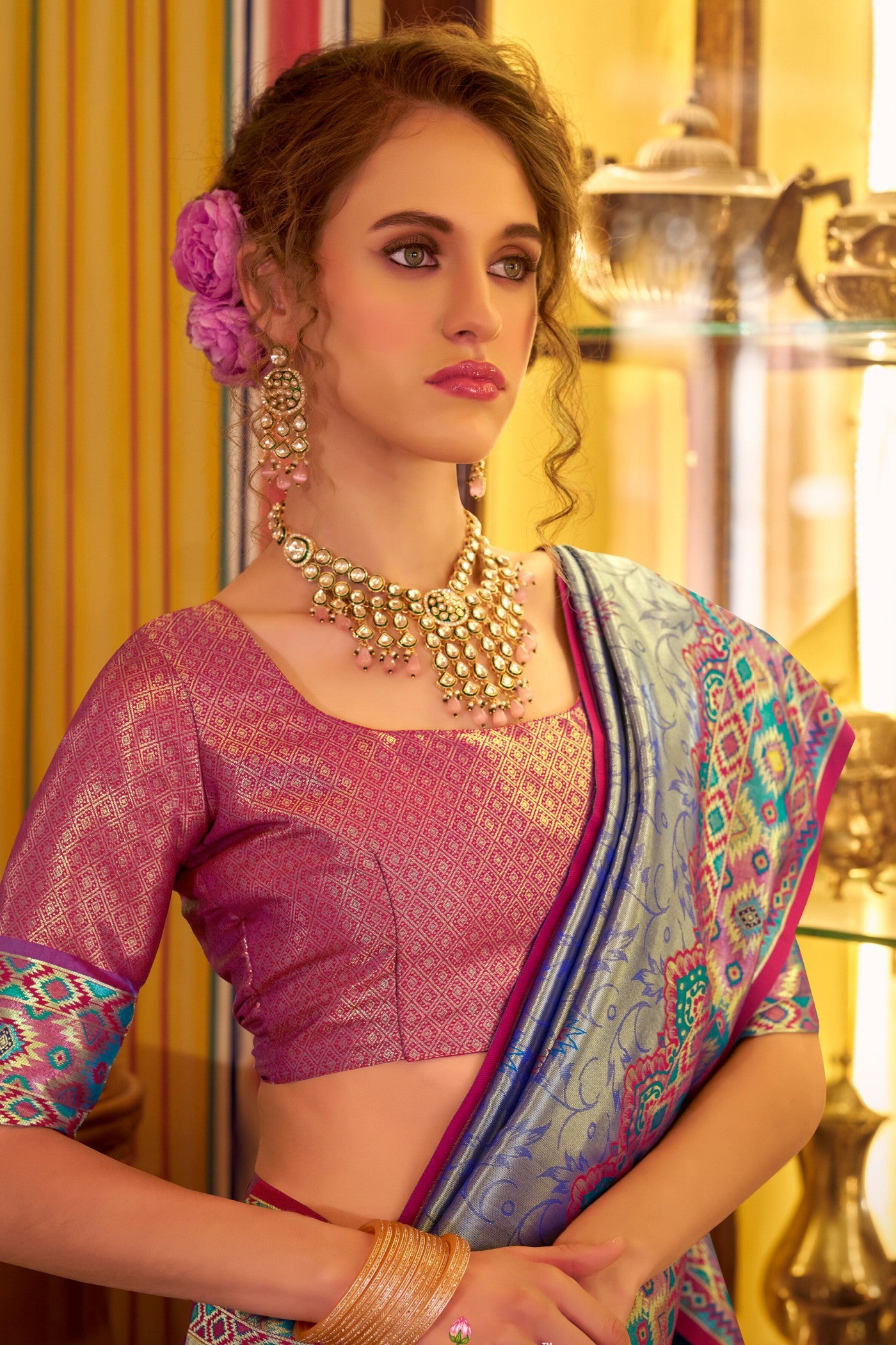 MySilkLove Stormy Blue Woven Tissue Patola Silk Saree