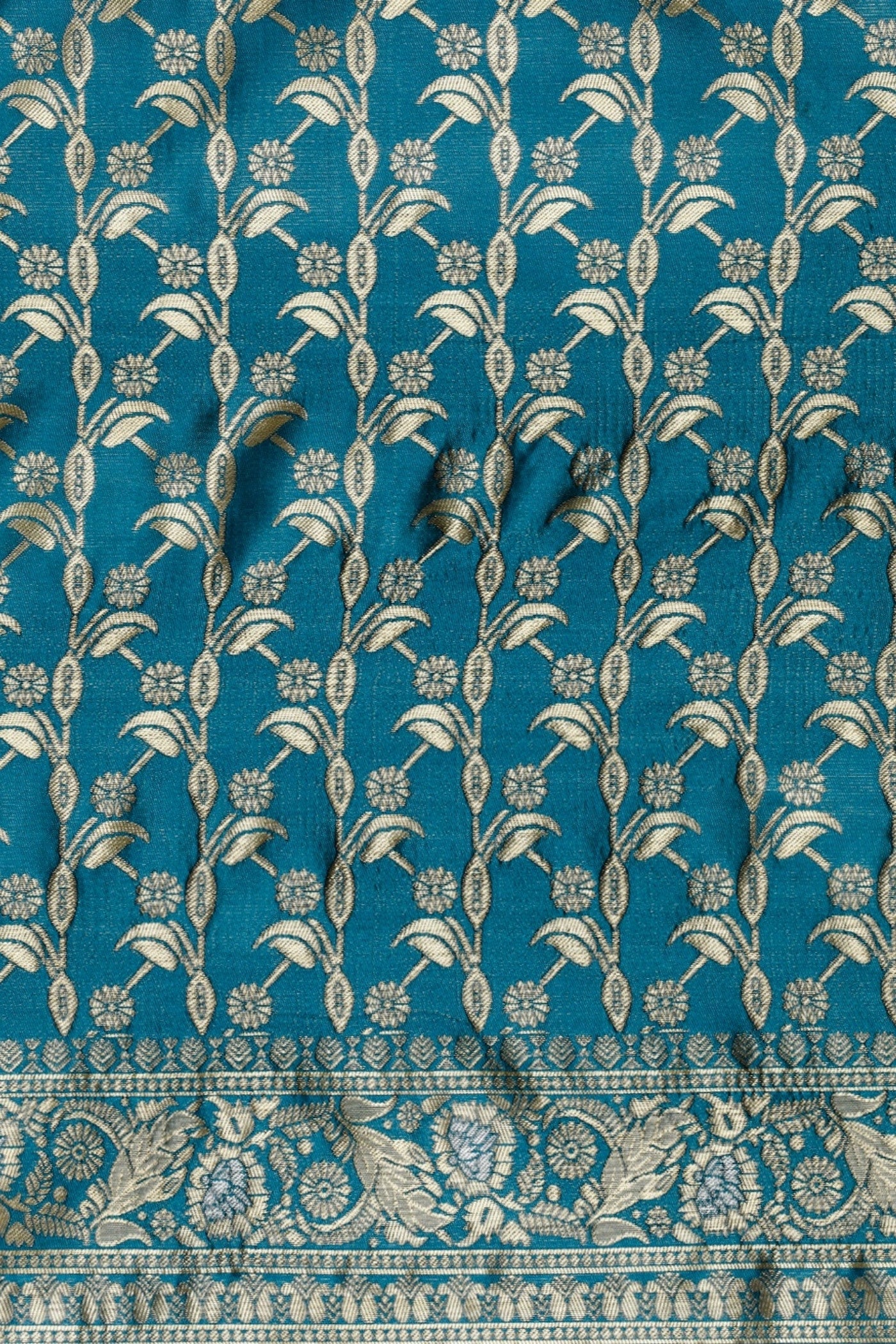 Buy MySilkLove Ultramarine Blue Woven Jacquard Lichi Silk Saree Online