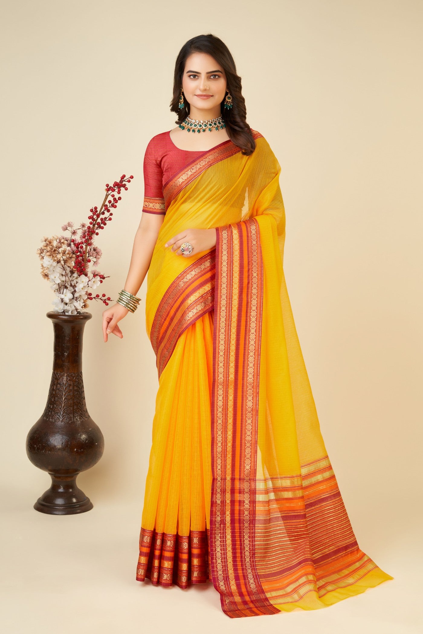Buy MySilkLove Royal Yellow Woven Manipuri Silk Saree Online