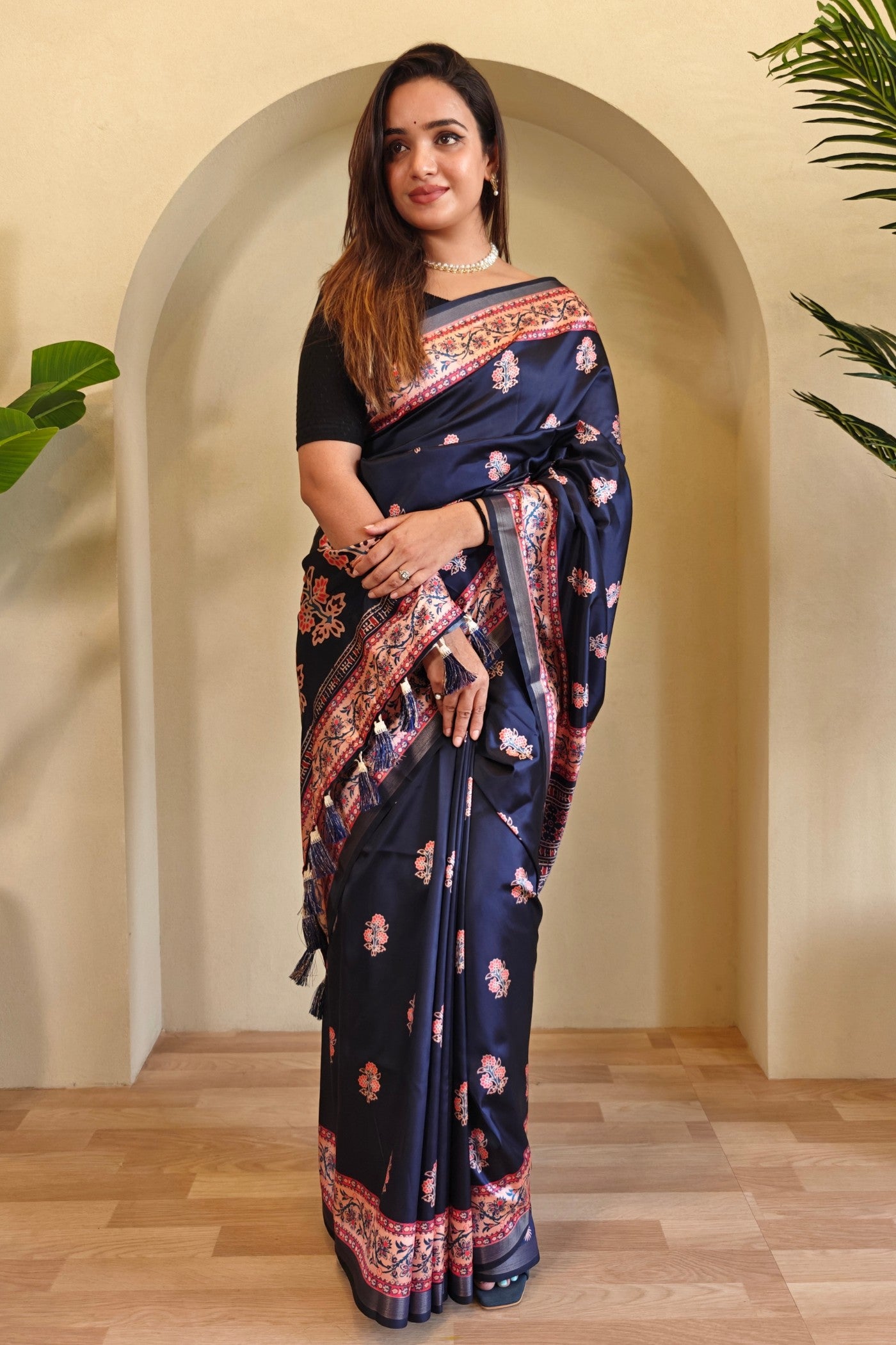 Buy MySilkLove Liberty Blue Digital Printed Saree Online