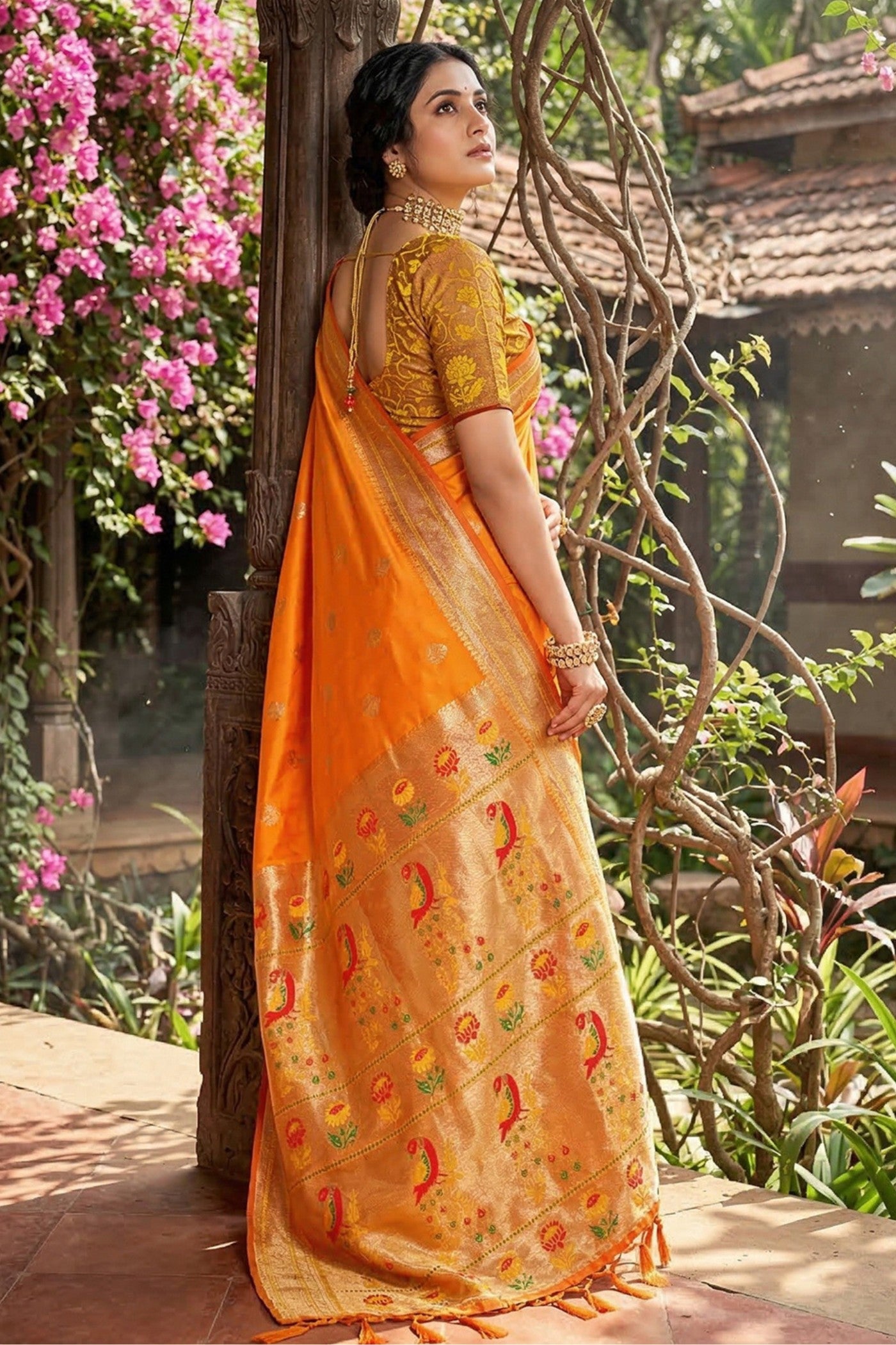 MySilkLove Equator Yellow Zari Woven Paithani Saree