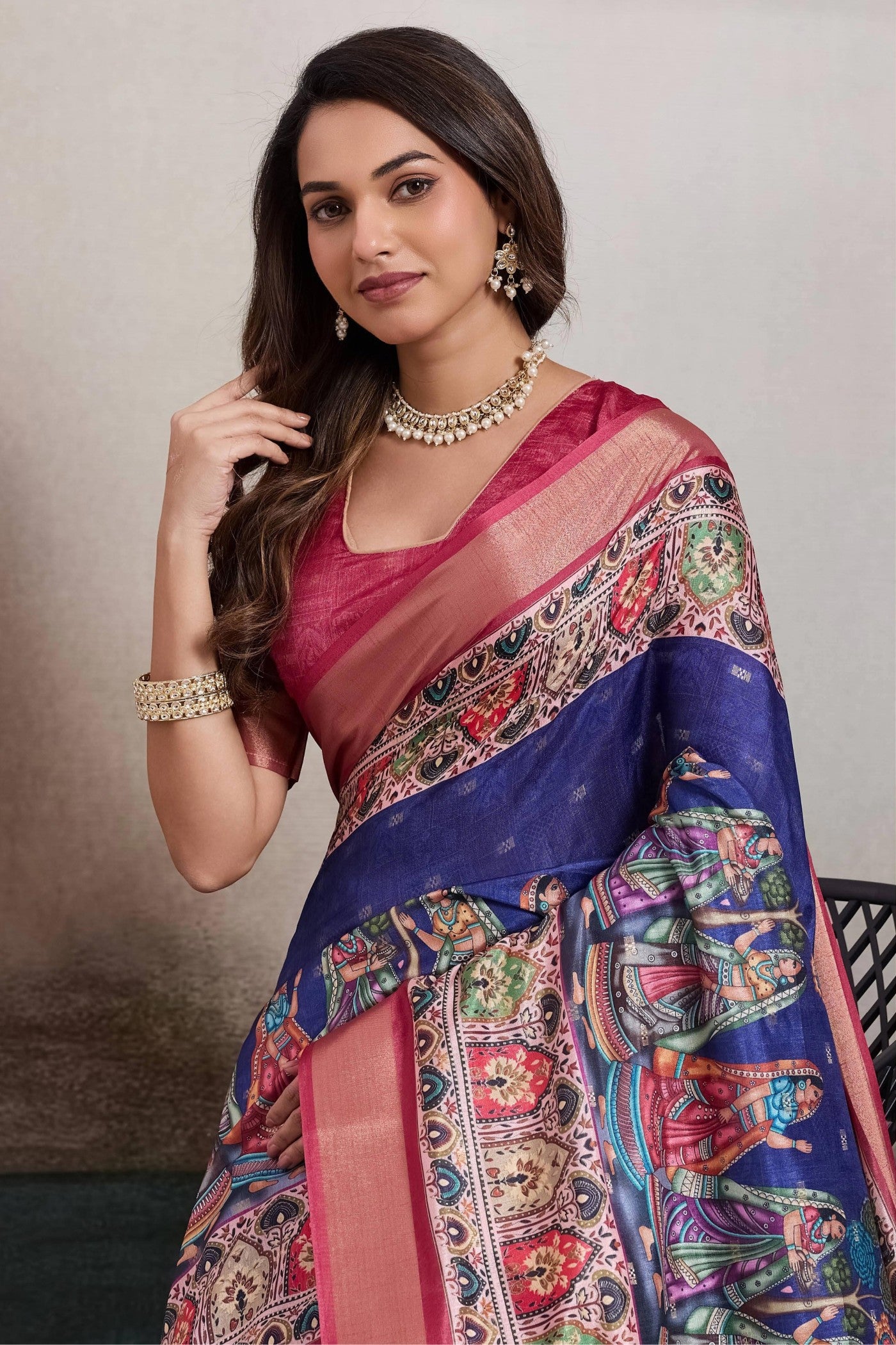 Buy MySilkLove Polynesian Blue Digital Printed Saree Online