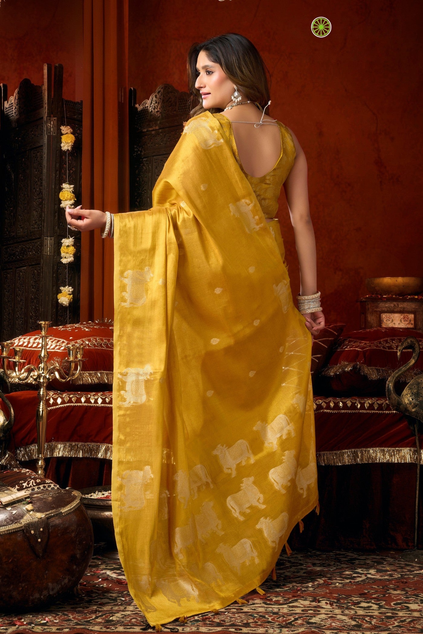 Buy MySilkLove Jonquil Yellow Handloom Tissue Saree Online