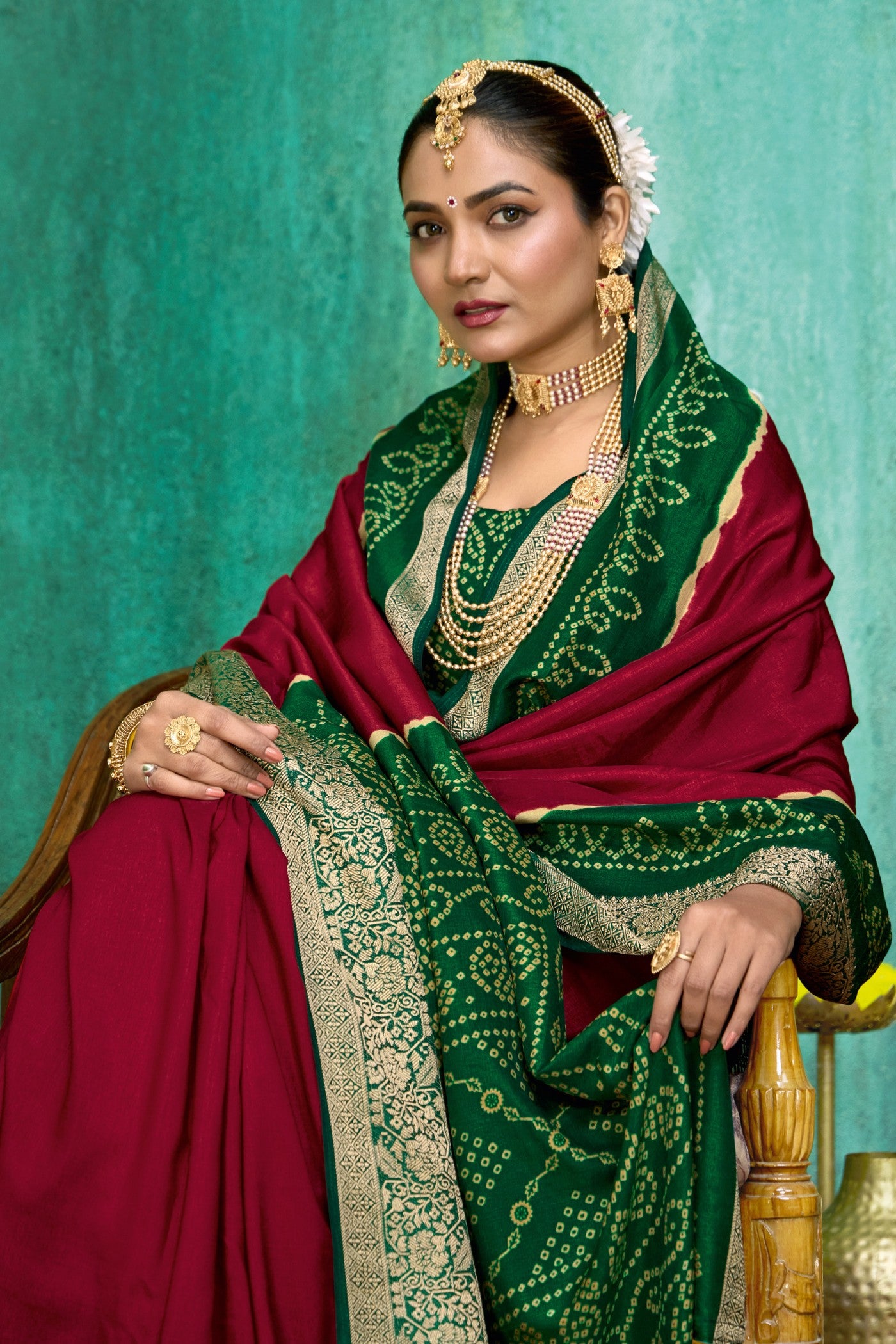 Buy MySilkLove French Purple Tussar Bandhani Silk Saree Online
