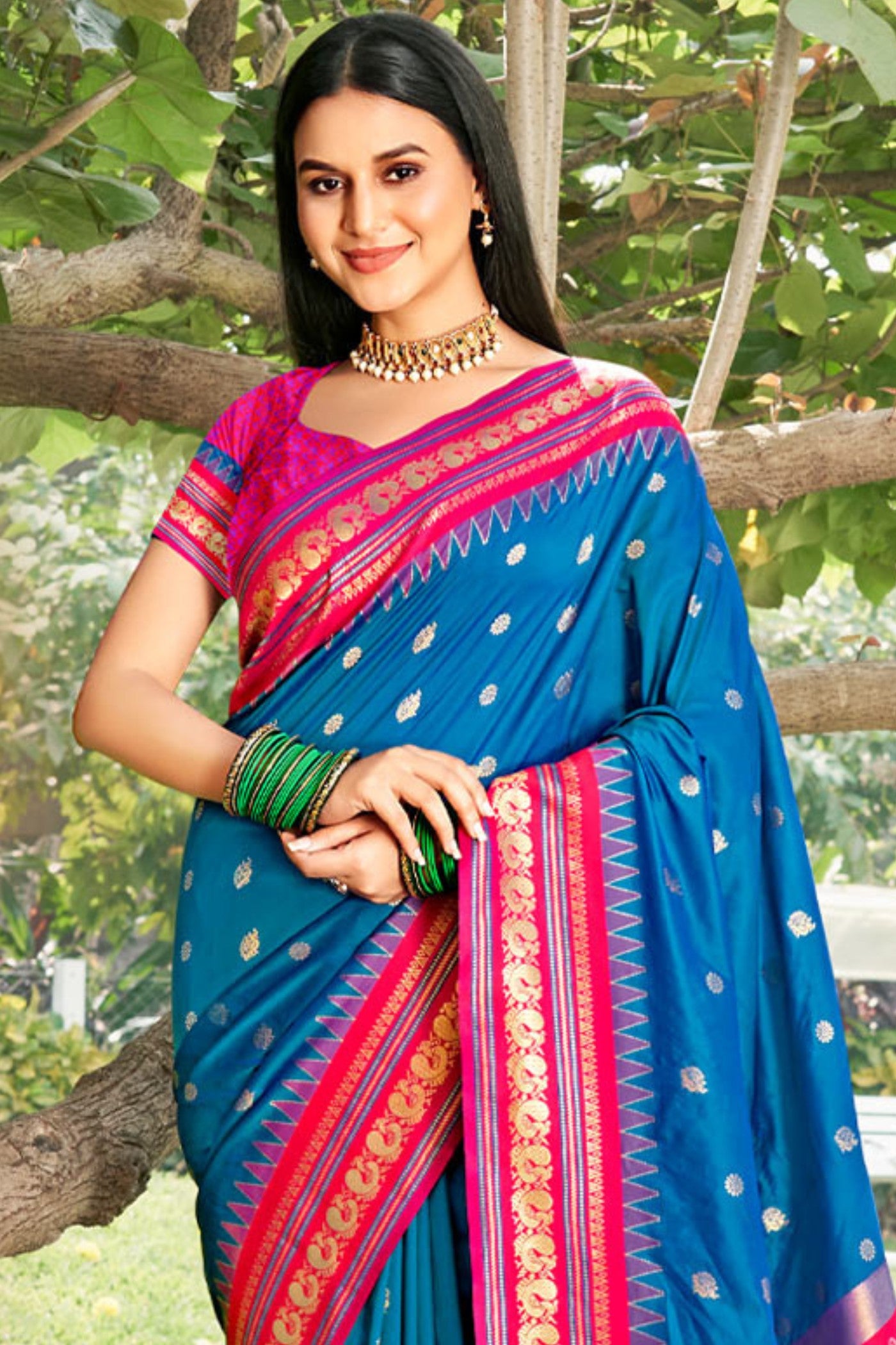 Buy MySilkLove Wild Blue Banarasi Woven Soft Silk Saree Online