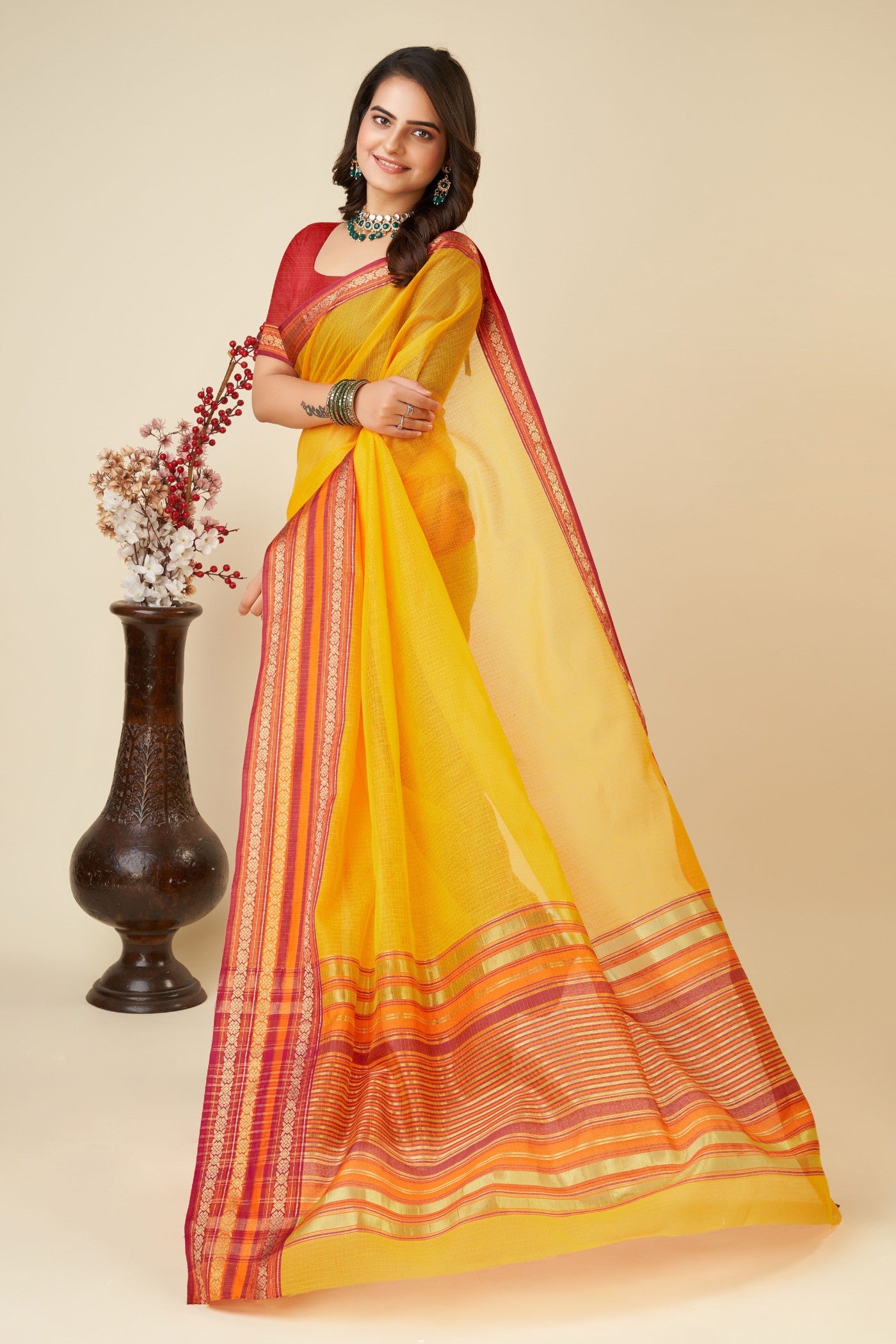 Buy MySilkLove Royal Yellow Woven Manipuri Silk Saree Online