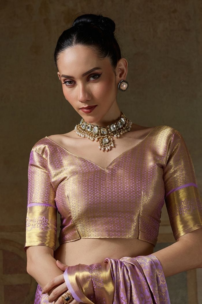 Buy MySilkLove Aubergine Purple Woven Kanjivaram Saree Online
