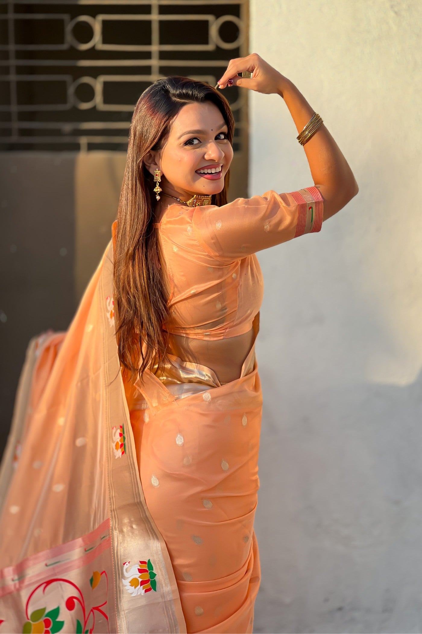 MySilkLove Burnt Orange Organza Woven Paithani Saree