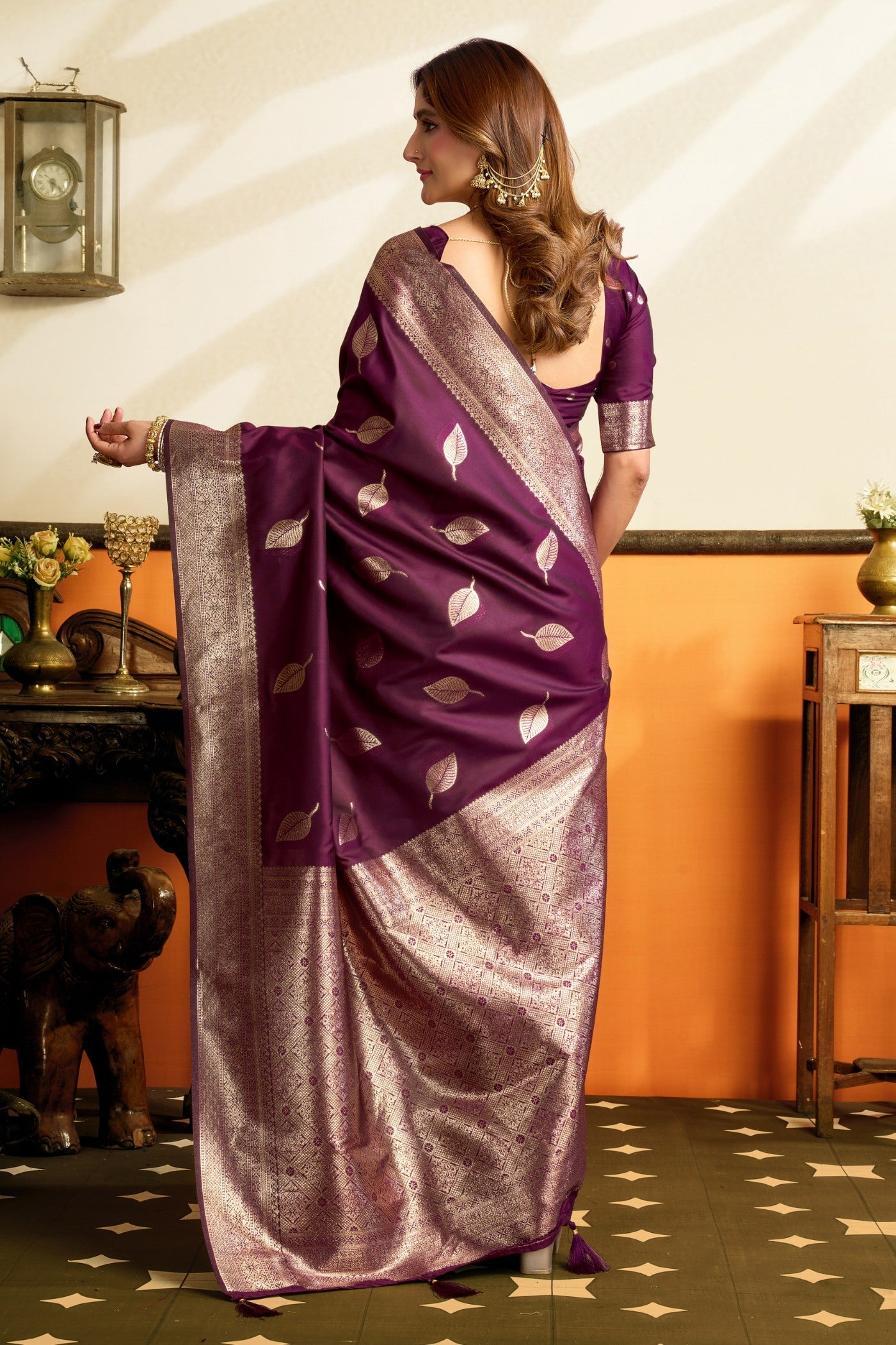 Buy MySilkLove Heliotrope Purple Woven Banarasi Saree Online