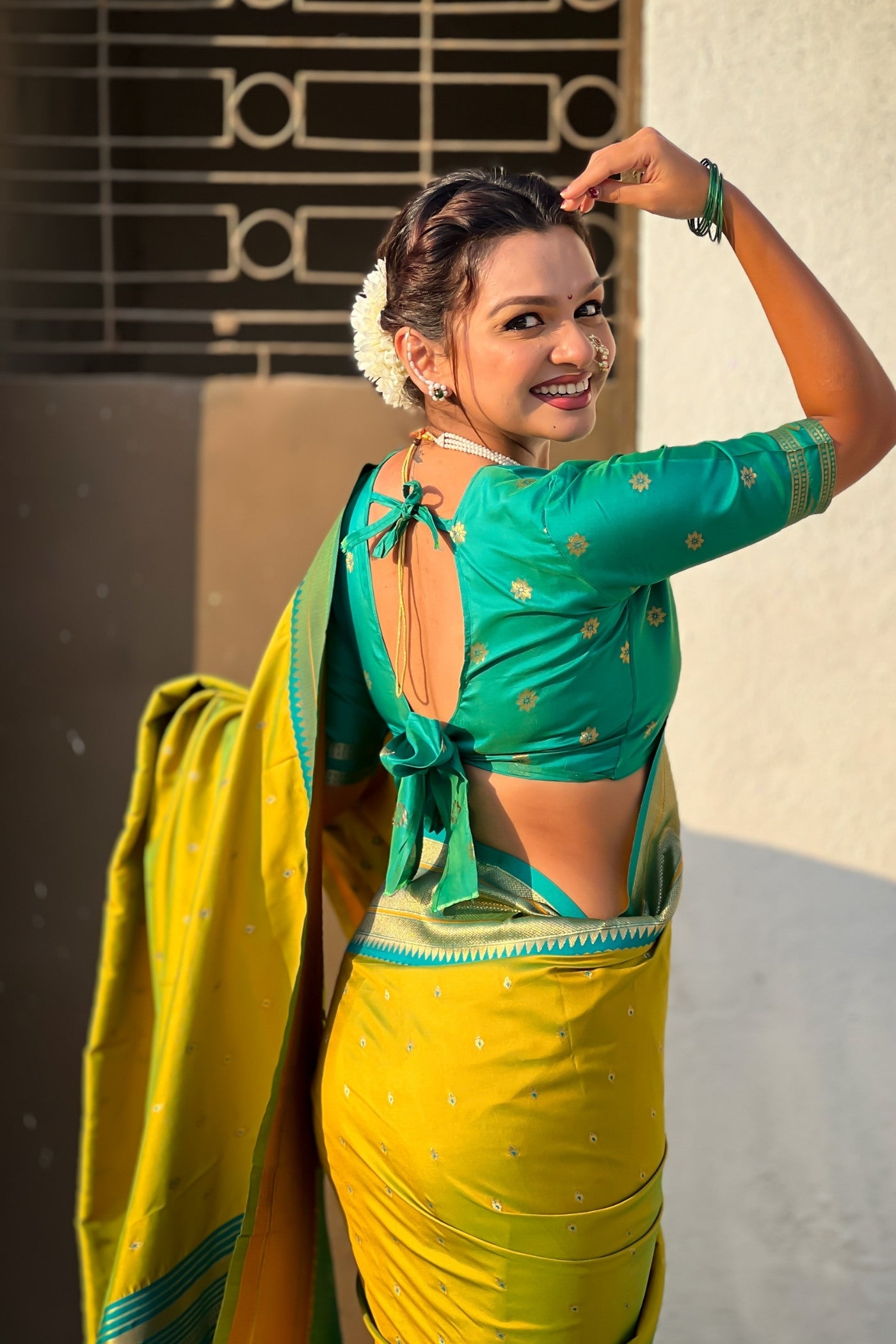 Buy MySilkLove Lime Green Zari Woven Paithani Saree Online