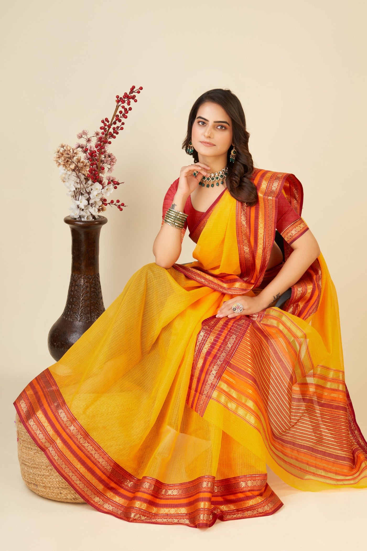 Buy MySilkLove Royal Yellow Woven Manipuri Silk Saree Online