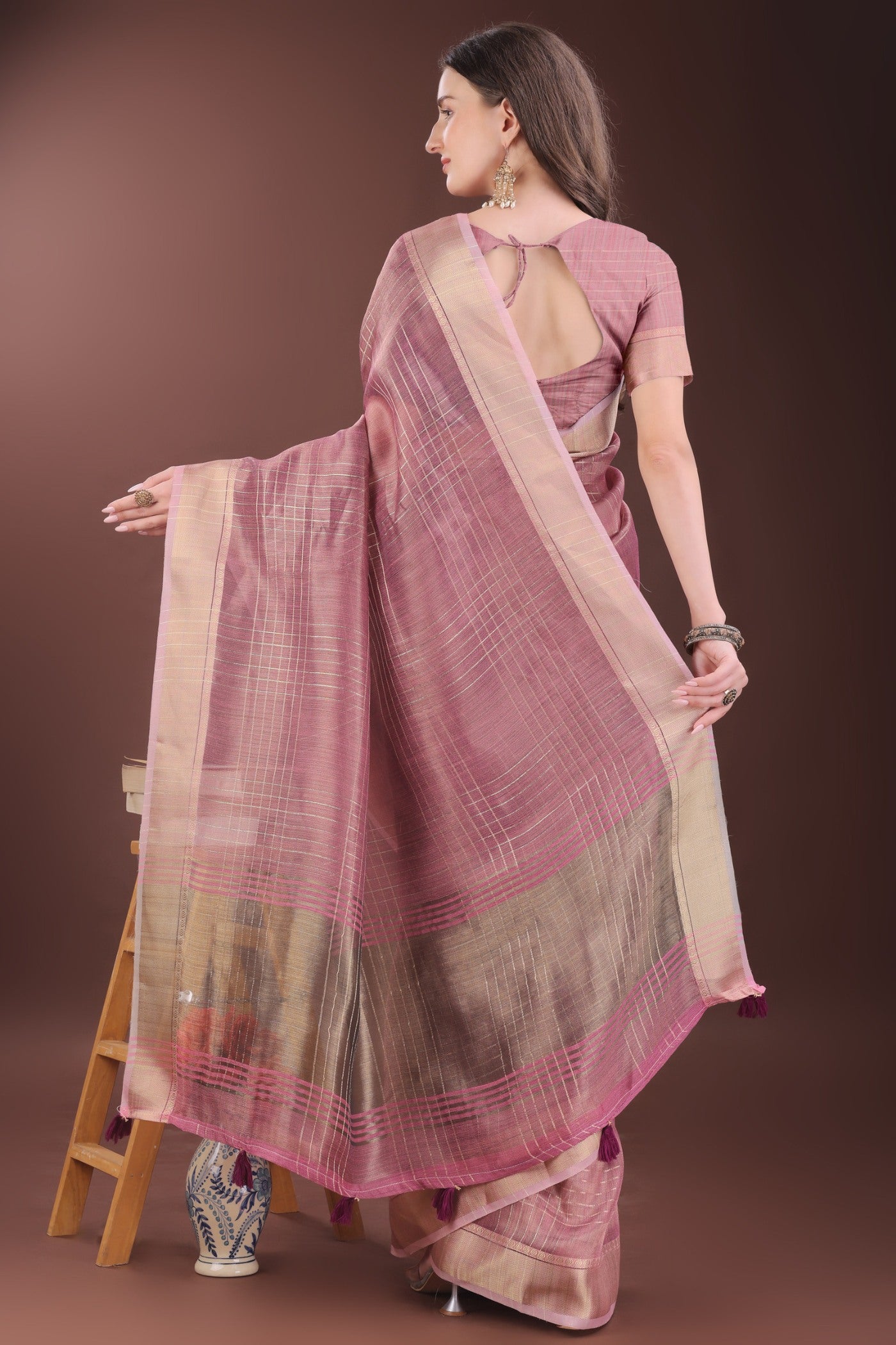 Buy MySilkLove Pastel Pink Woven Organza Saree Online