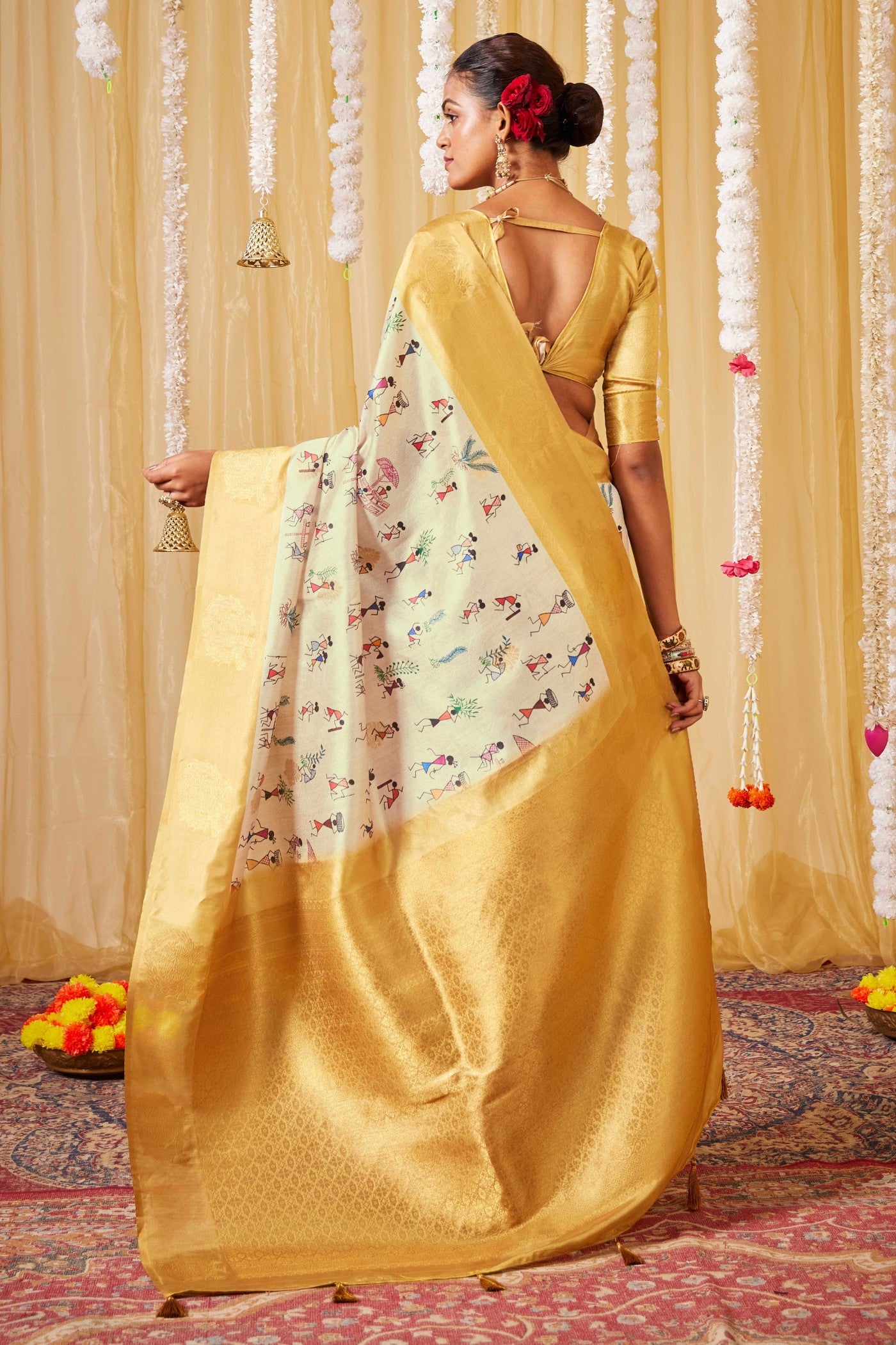 Buy MySilkLove Daffodil Yellow Kalamkari Printed Saree Online
