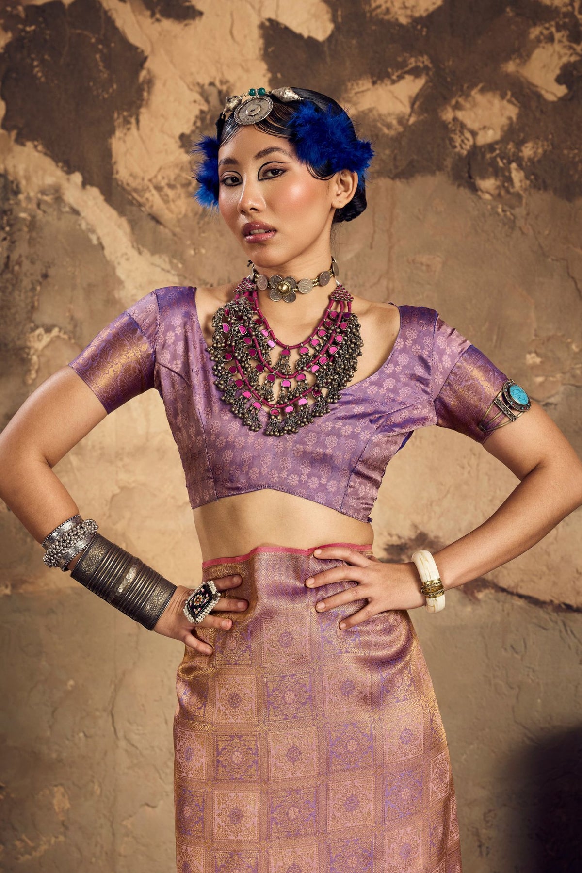 Buy MySilkLove Petunia Purple Kanjivaram Handloom Saree Online