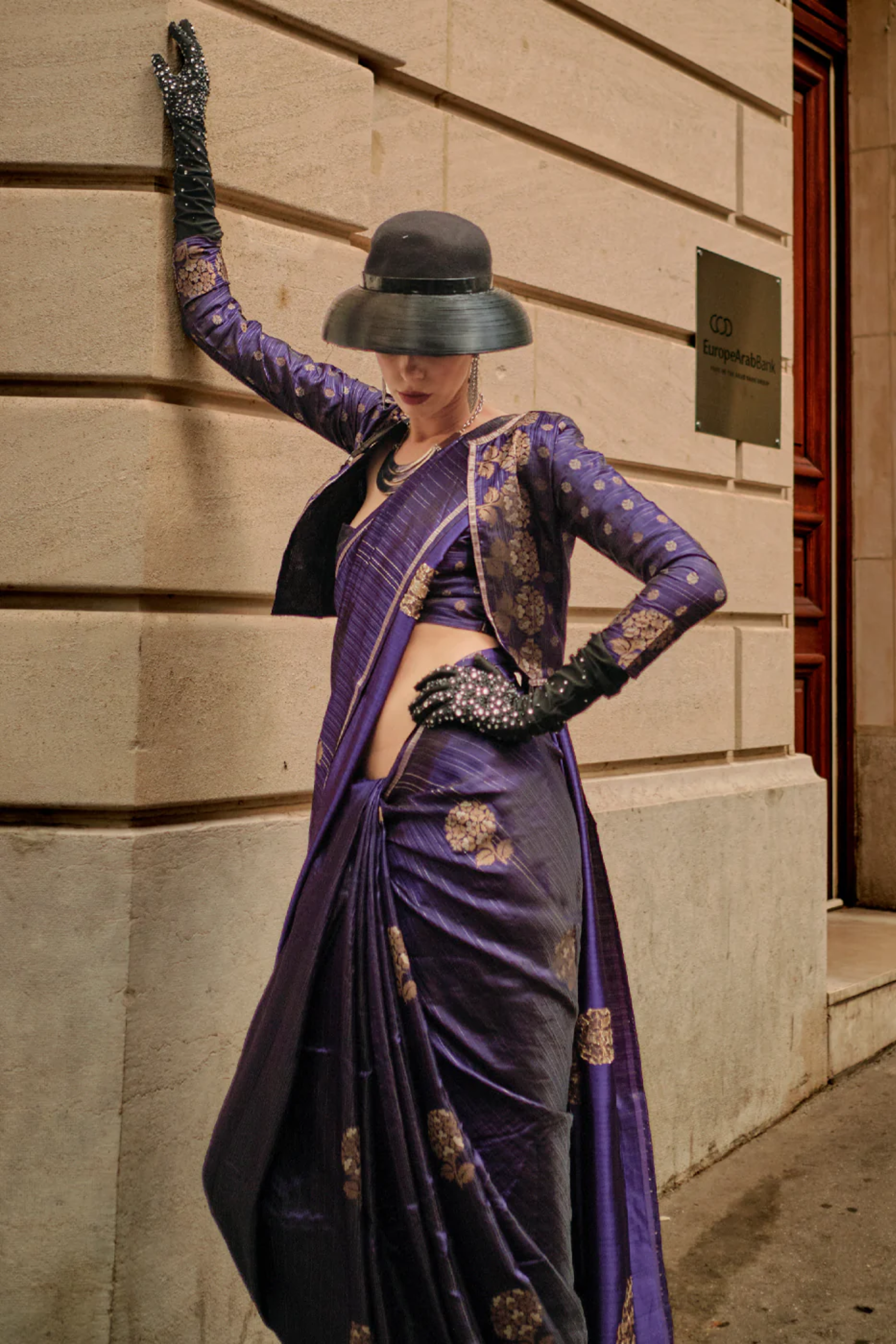 Buy MySilkLove Salt Box Purple Woven Banarasi Satin Silk Saree Online