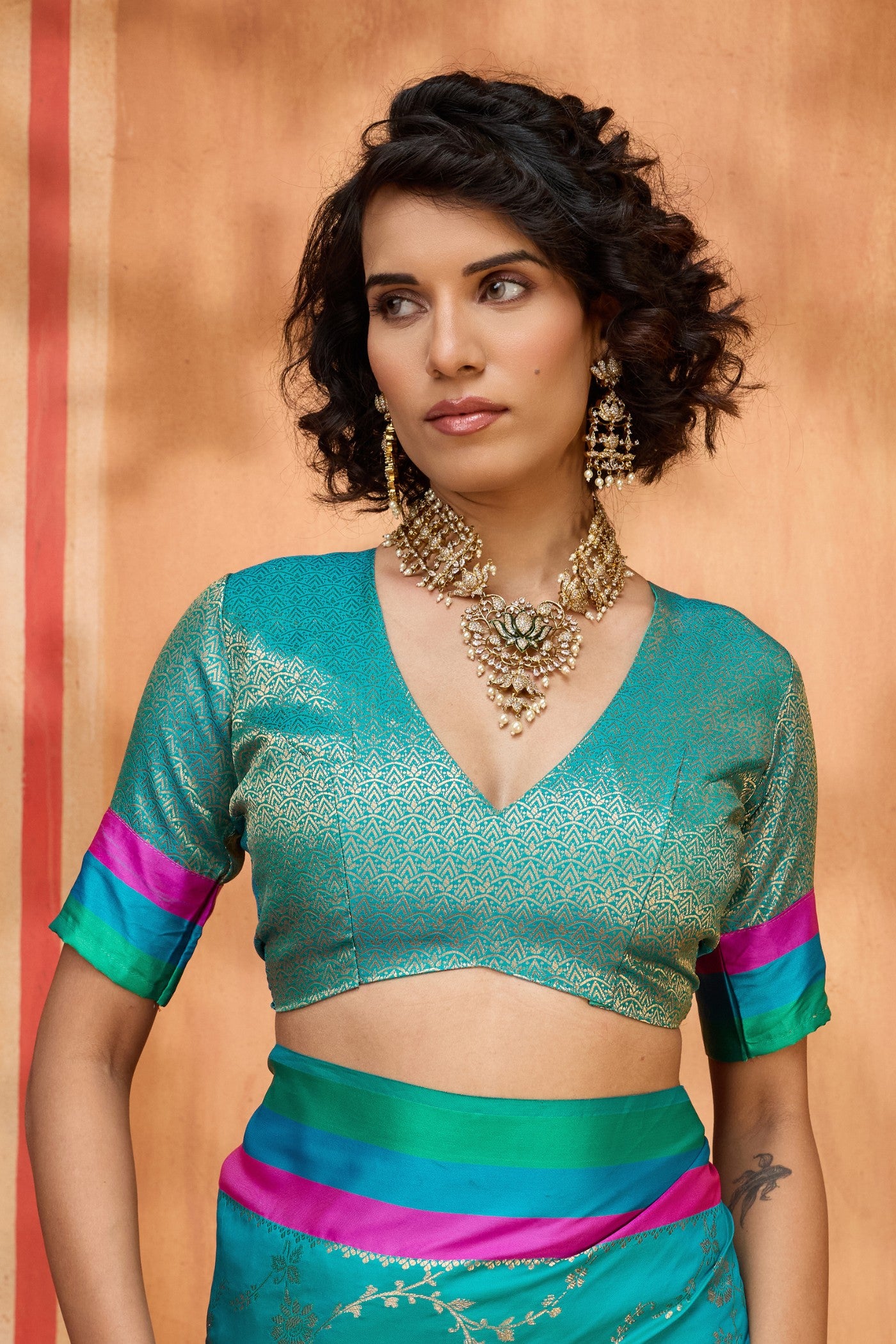 Buy MySilkLove Lagoon Blue Handloom Satin Soft Silk Saree Online