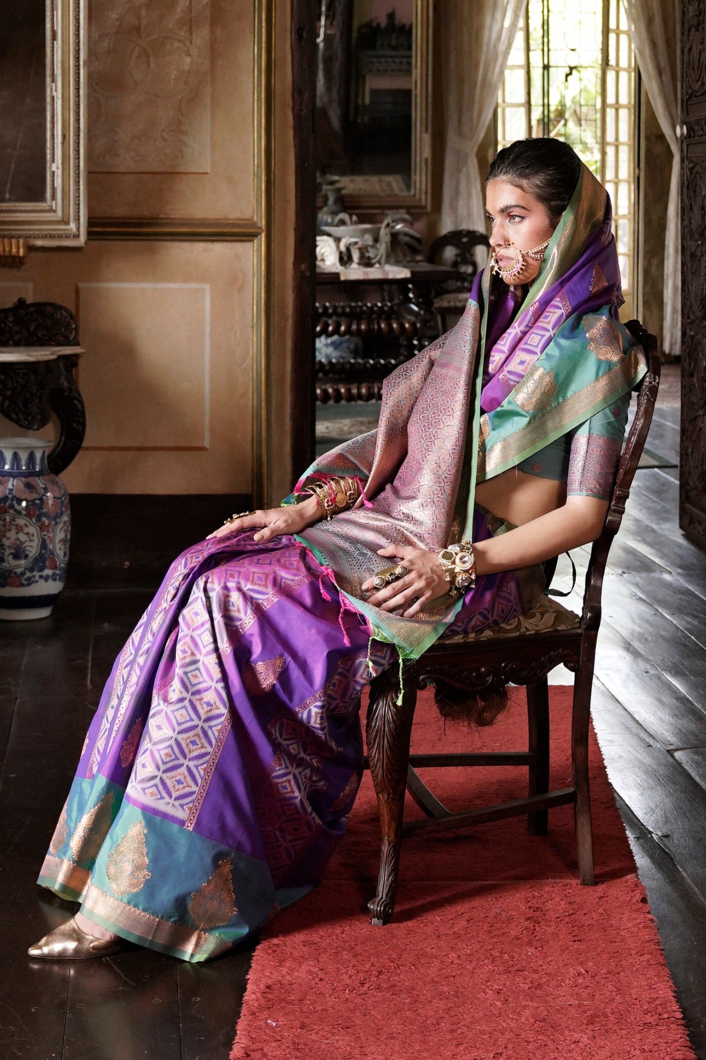 Buy MySilkLove Mauveine Purple Banarasi Handloom Saree Online