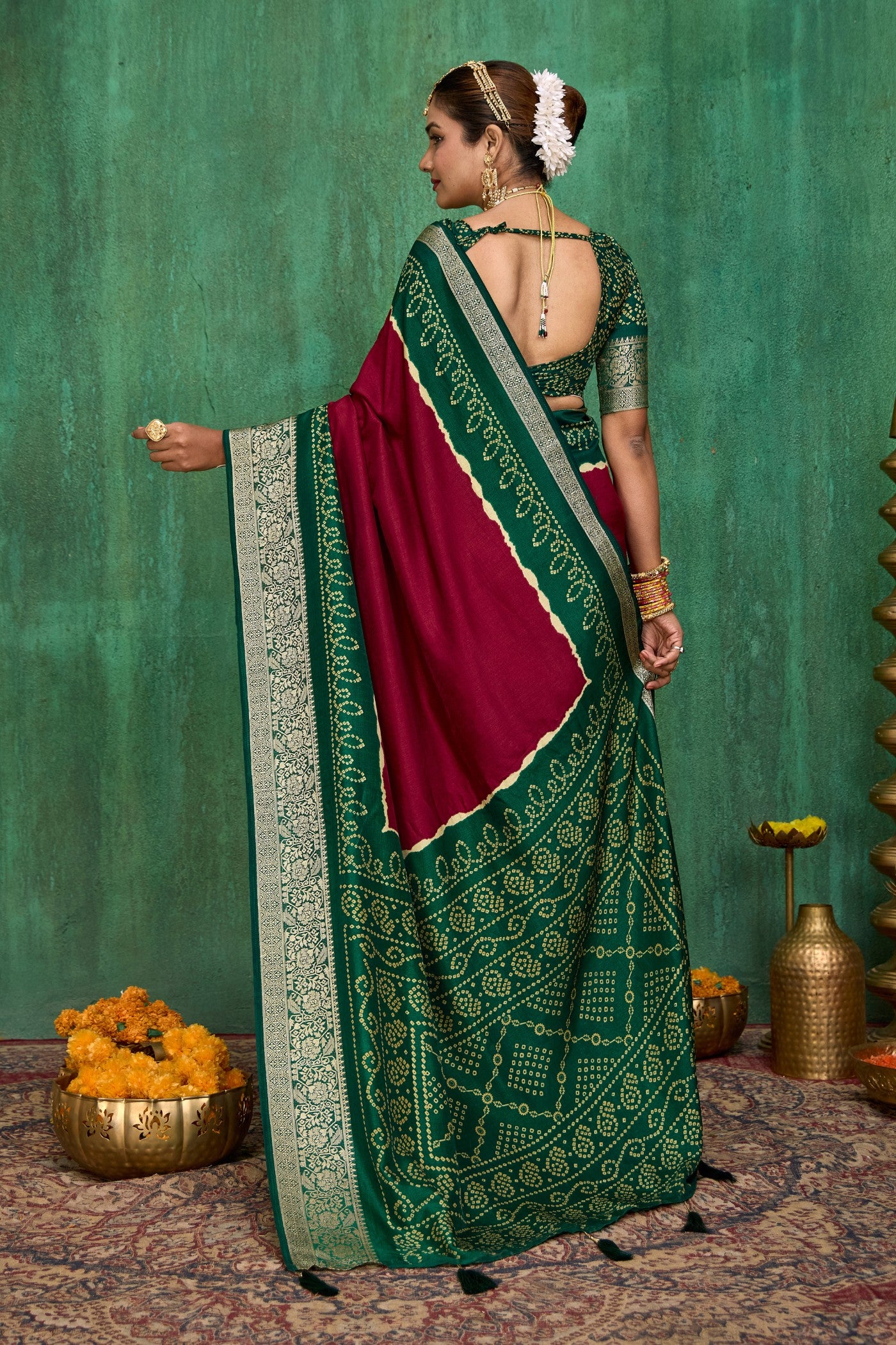 Buy MySilkLove French Purple Tussar Bandhani Silk Saree Online