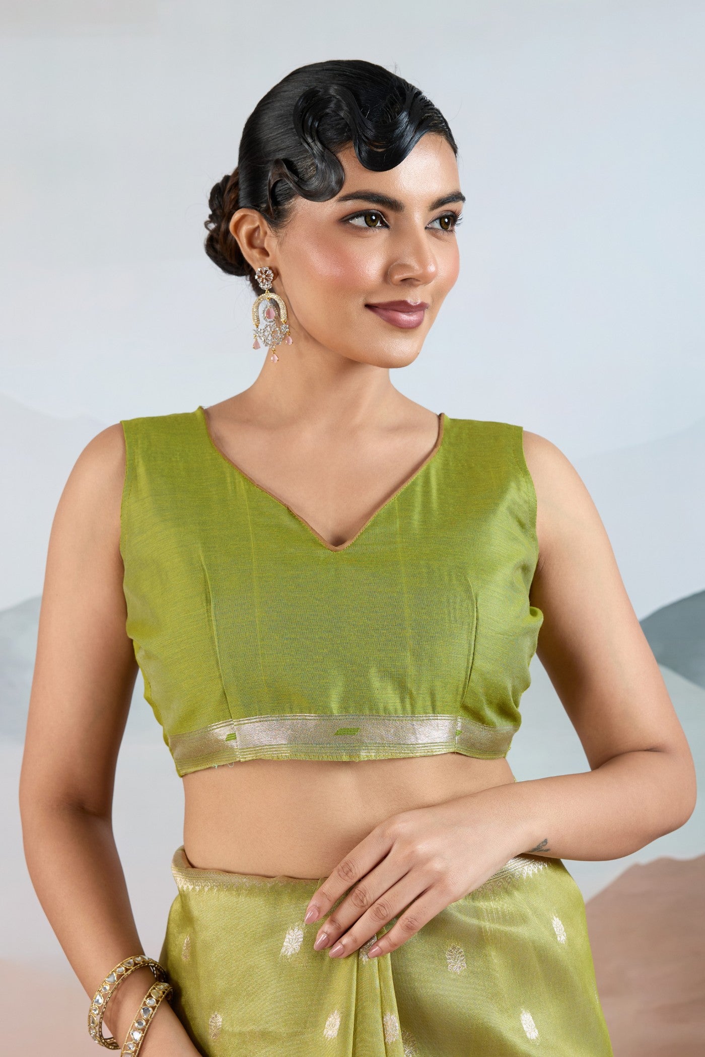 Buy MySilkLove Frosted Green Zari Woven Tissue Paithani Saree Online